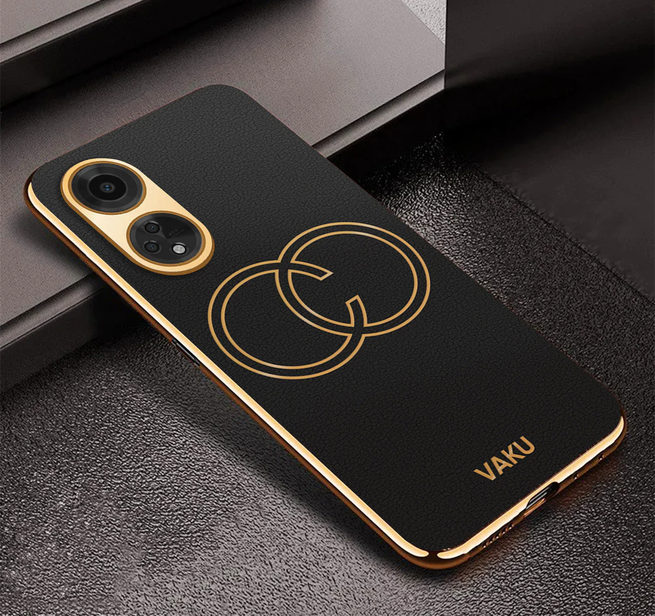 Vaku® Oppo F23 5G Skylar Leather Pattern Gold Electroplated Soft TPU Back Cover - Image 9