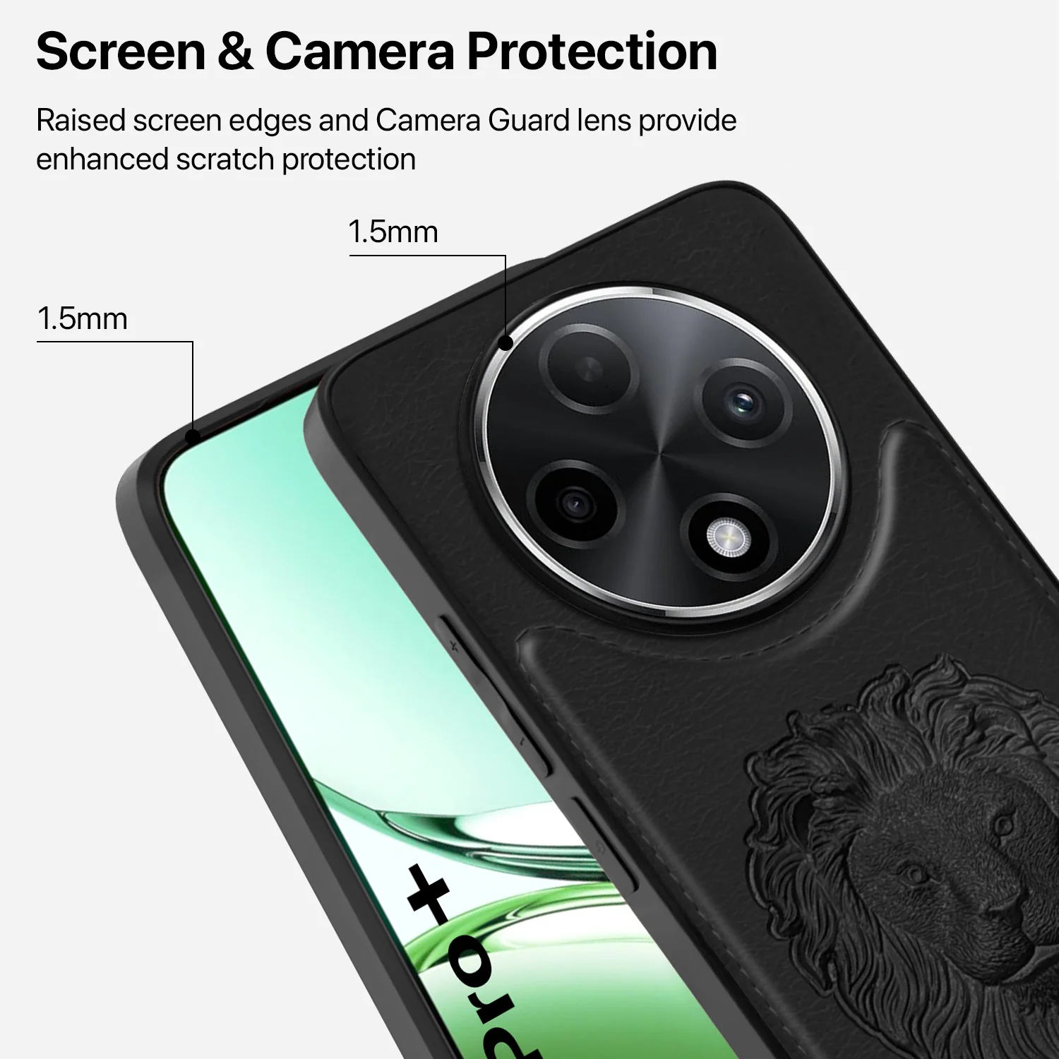 Vaku ® Oppo F27 Pro Plus 5G Lion Embossed Luxury Designer Leather Back Cover - Image 3