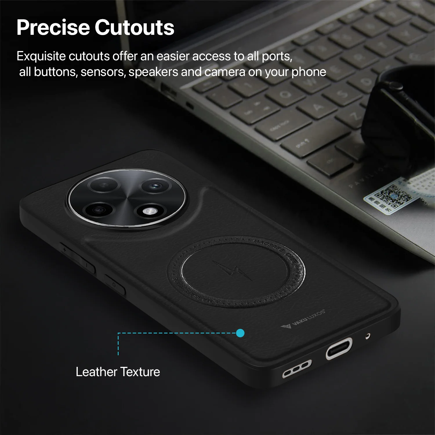 Vaku ® Oppo F27 Pro Plus 5G Maxtron Leather Stitched Magnetic Magsafe Back Cover - Image 6