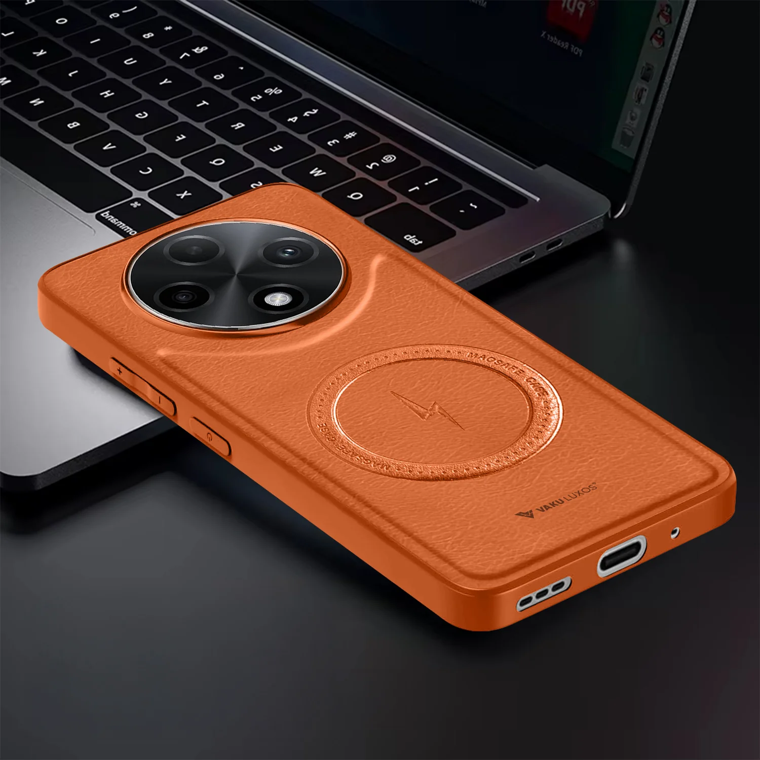 Vaku ® Oppo F27 Pro Plus 5G Maxtron Leather Stitched Magnetic Magsafe Back Cover - Image 7