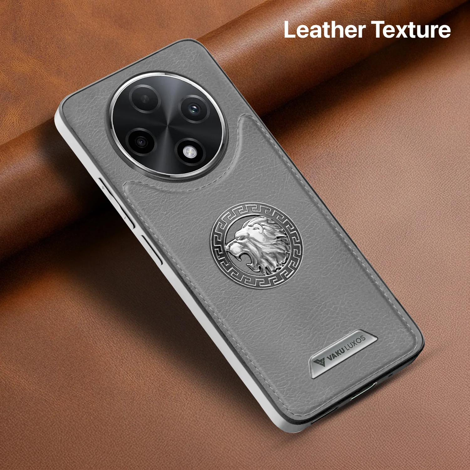 Vaku ® Oppo F27 Pro Plus 5G Regal Shield Metal Lion Engraved Leather Protective Back Cover - Image 11