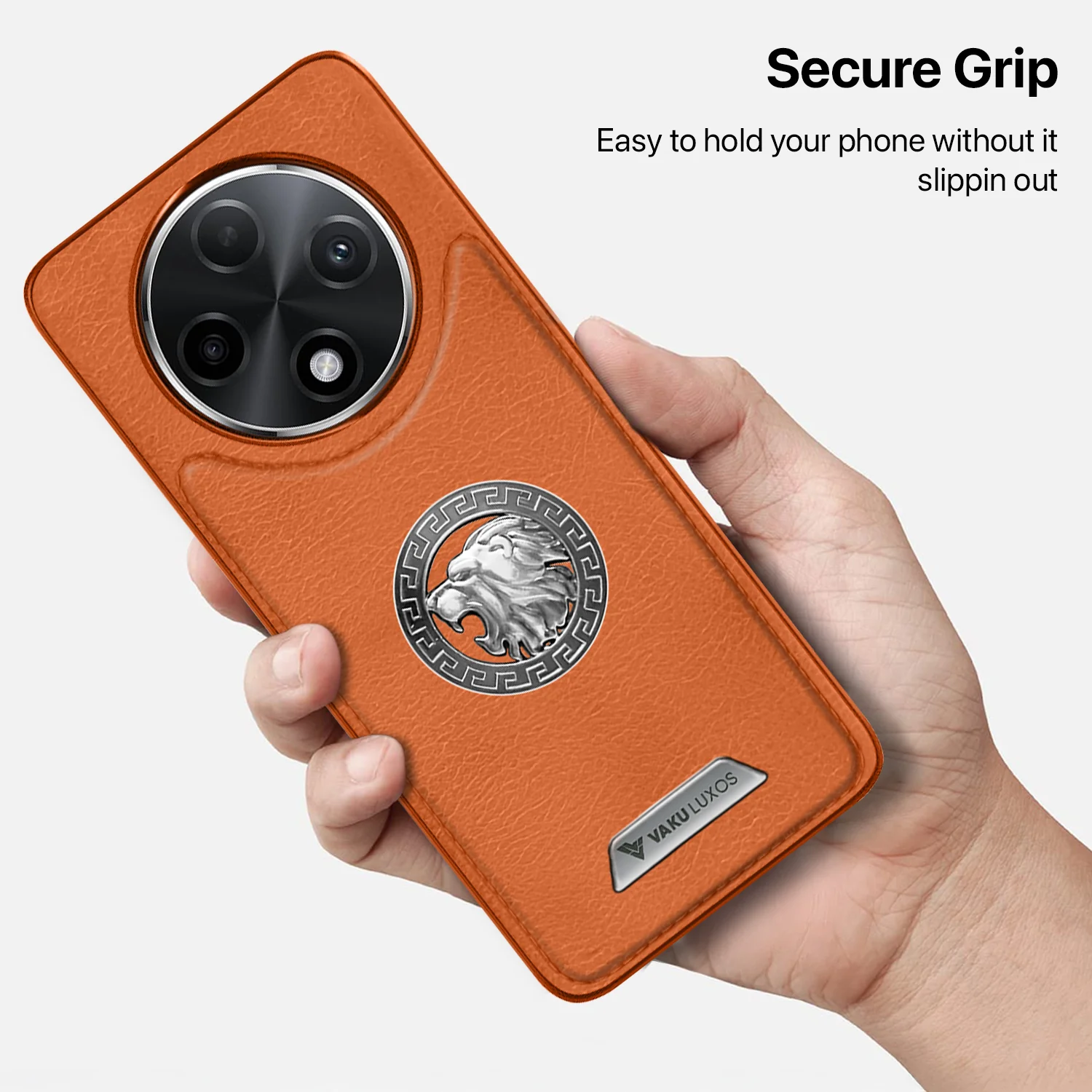 Vaku ® Oppo F27 Pro Plus 5G Regal Shield Metal Lion Engraved Leather Protective Back Cover - Image 7