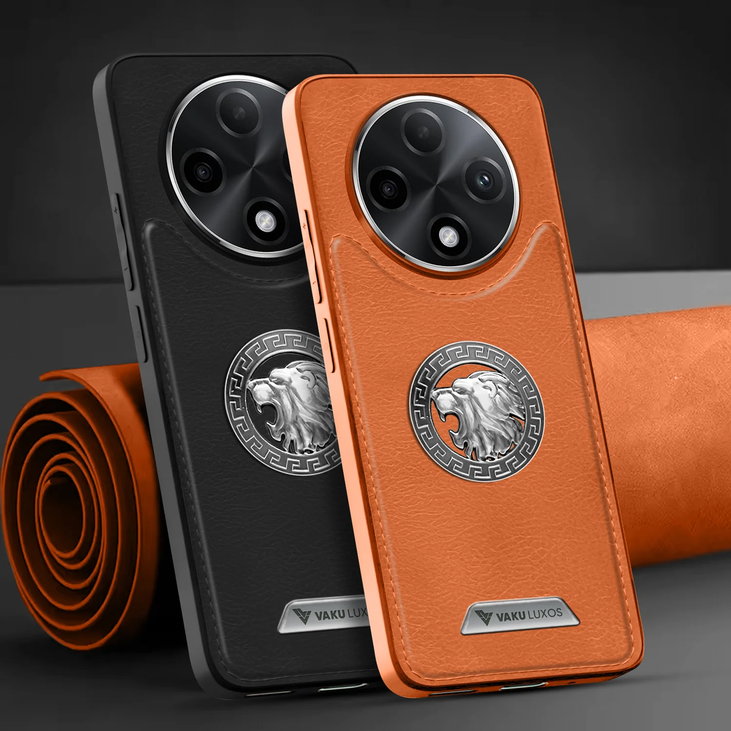 Vaku ® Oppo F27 Pro Plus 5G Regal Shield Metal Lion Engraved Leather Protective Back Cover - Image 8