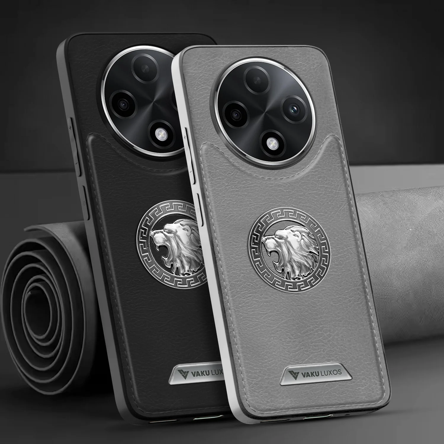 Vaku ® Oppo F27 Pro Plus 5G Regal Shield Metal Lion Engraved Leather Protective Back Cover - Image 9