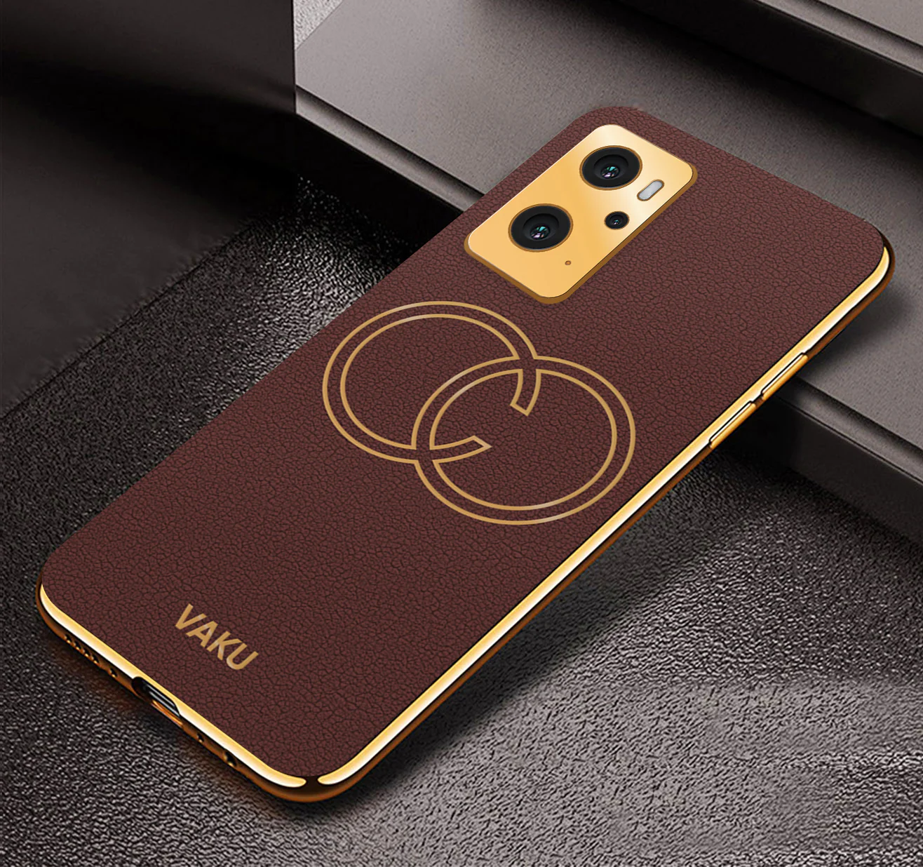 Vaku® Oppo K10 4G Skylar Leather Pattern Gold Electroplated Soft TPU Back Cover - Image 3