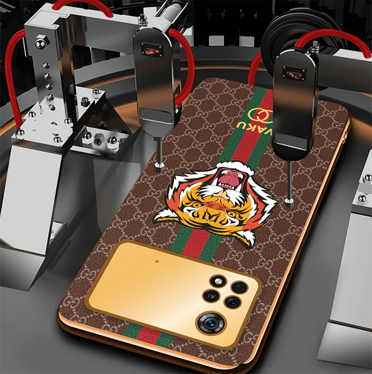 Vaku ® Xiaomi Poco M4 Pro Lynx Designer Leather Pattern Gold Electroplated Soft TPU Back Cover Case - Image 13
