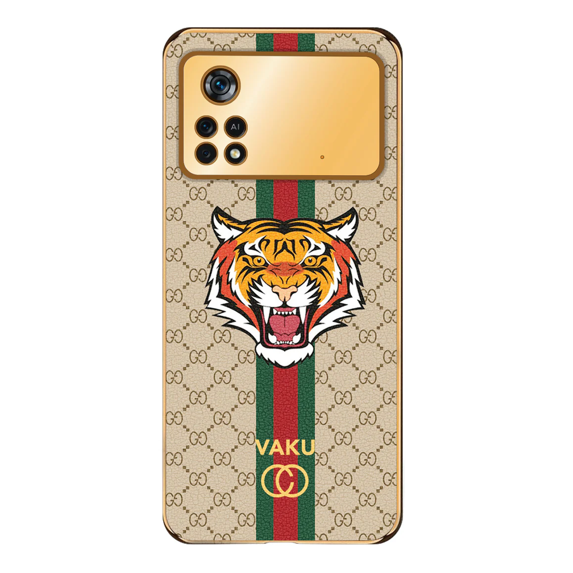 Vaku ® Xiaomi Poco M4 Pro Lynx Designer Leather Pattern Gold Electroplated Soft TPU Back Cover Case - Image 15