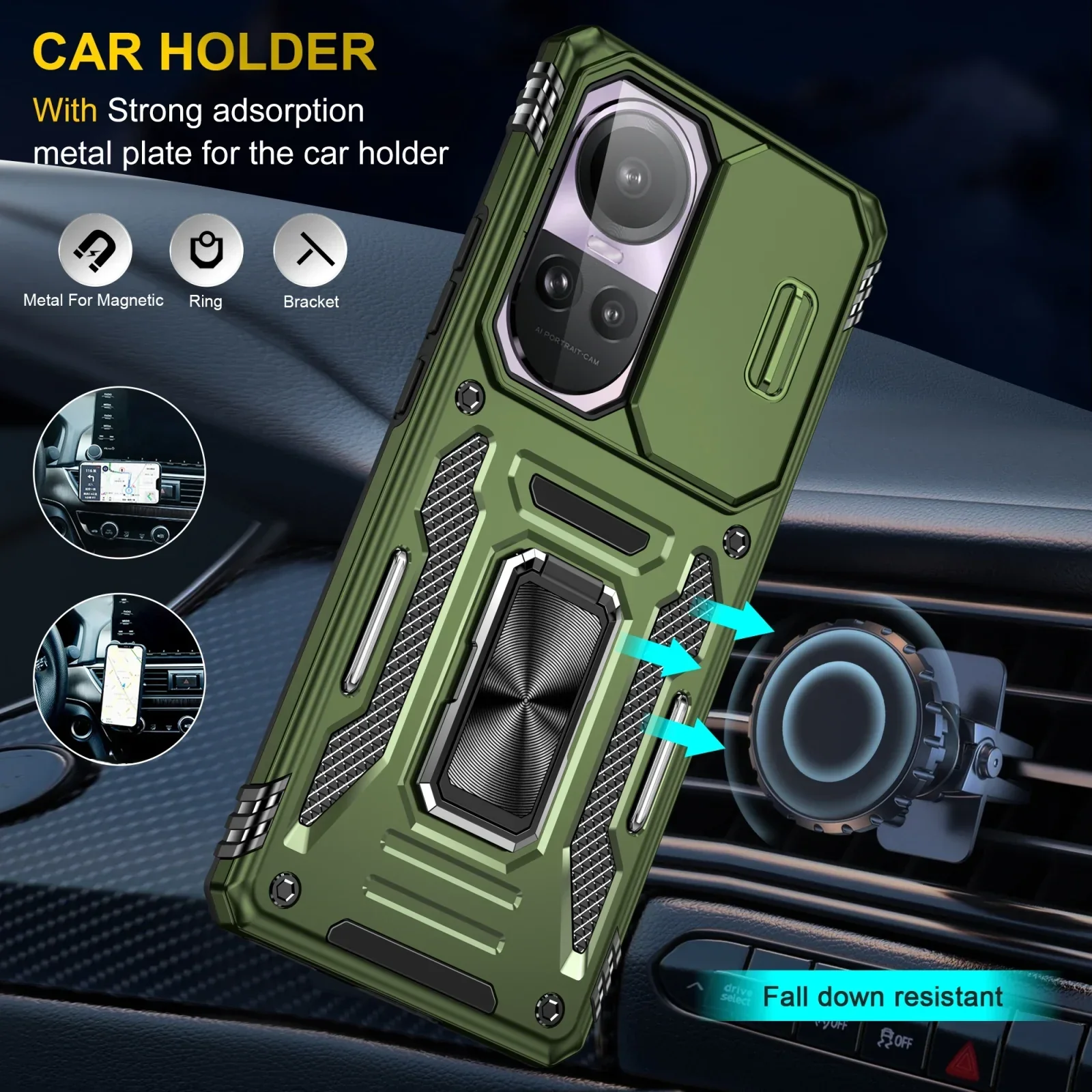 Vaku ® Oppo Reno10 5G Aegis Armor Slide Camera Protection Back Cover - Image 5