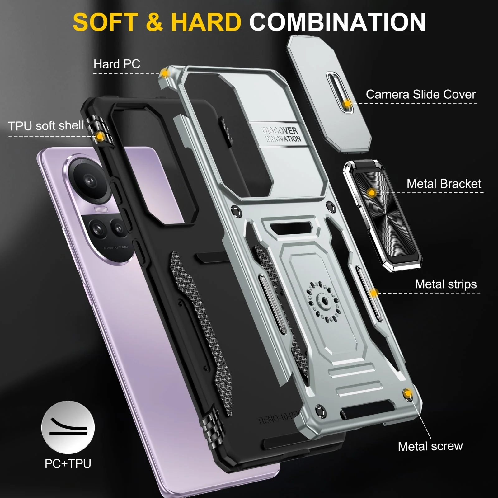 Vaku ® Oppo Reno10 5G Aegis Armor Slide Camera Protection Back Cover - Image 7