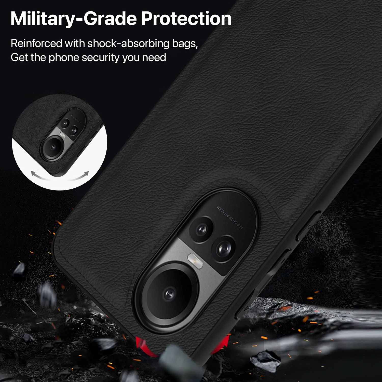 Vaku ® Oppo Reno10 5G Luxe Premium Leather Stitched Protective Back Cover - Image 3