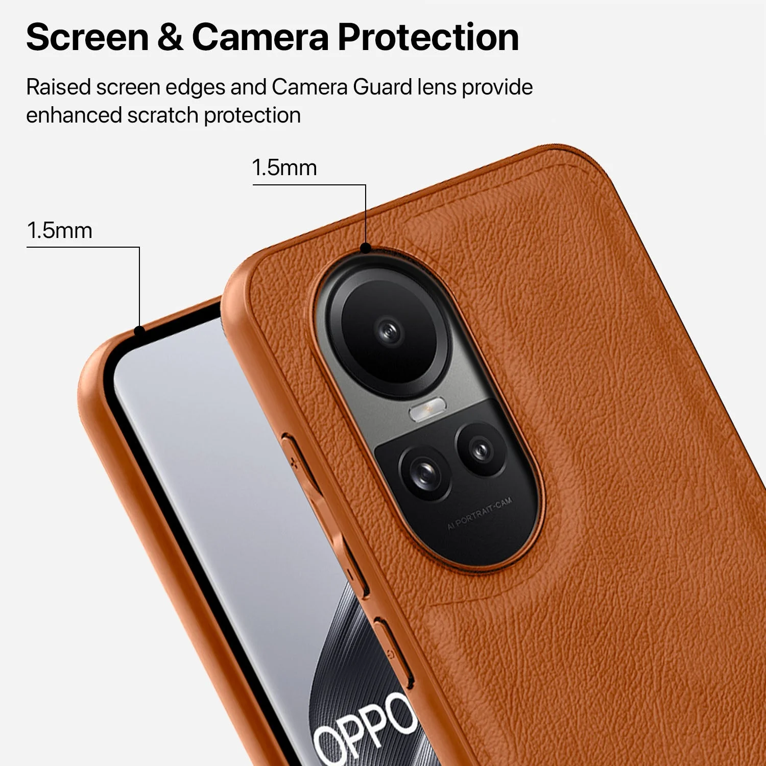 Vaku ® Oppo Reno10 5G Luxe Premium Leather Stitched Protective Back Cover - Image 6