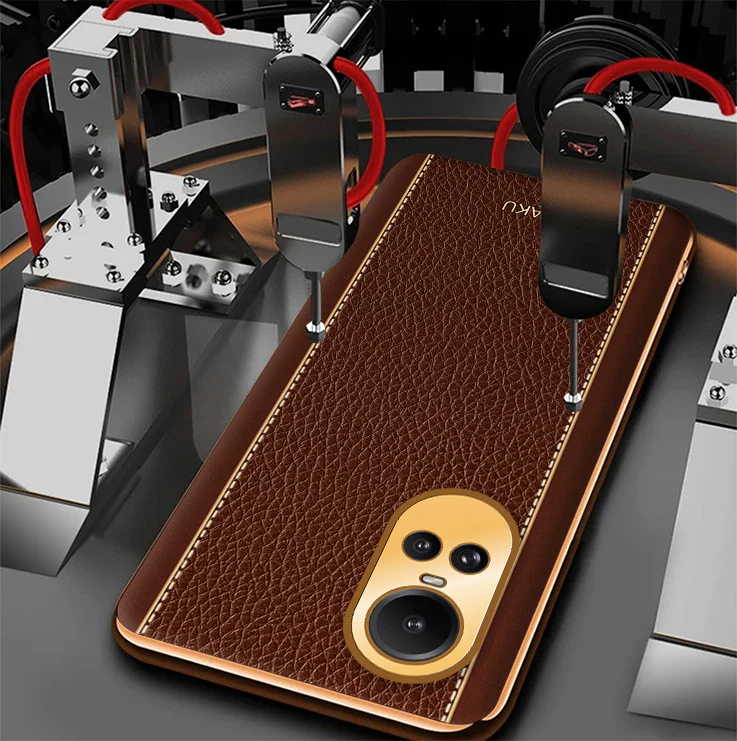 Vaku® Oppo Reno10 5G Luxemberg Leather Pattern Gold Electroplated Soft TPU Back Cover - Image 14
