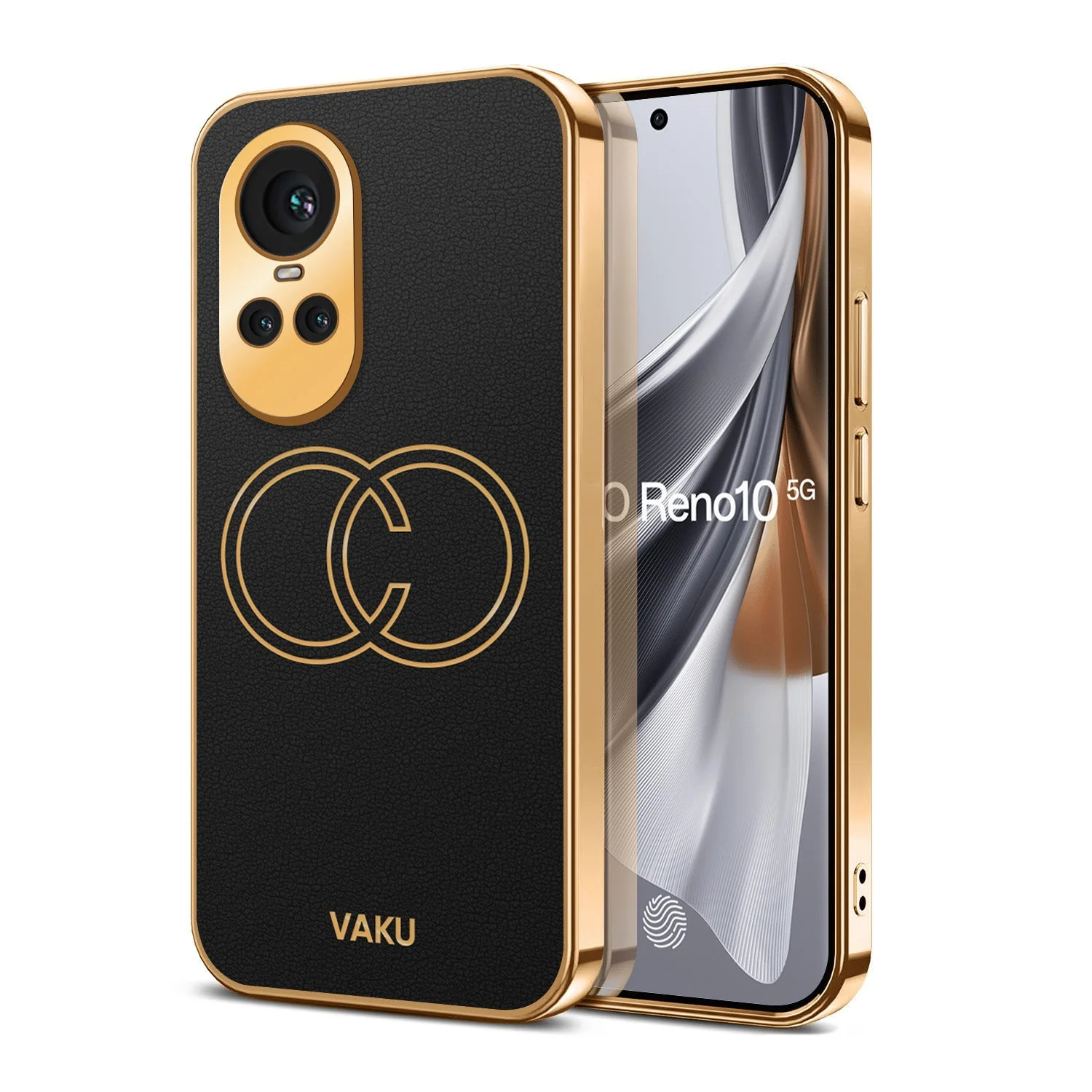Vaku® Oppo Reno10 5G Skylar Leather Pattern Gold Electroplated Soft TPU Back Cover - Image 10