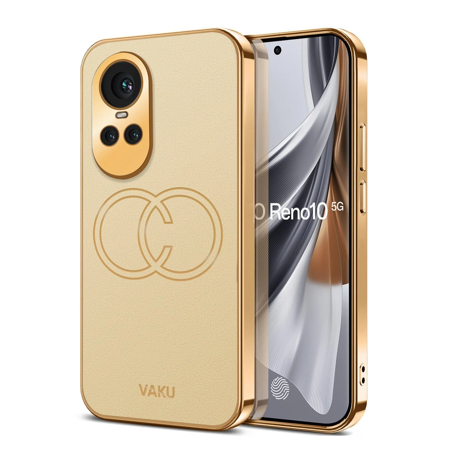 Vaku® Oppo Reno10 5G Skylar Leather Pattern Gold Electroplated Soft TPU Back Cover - Image 12
