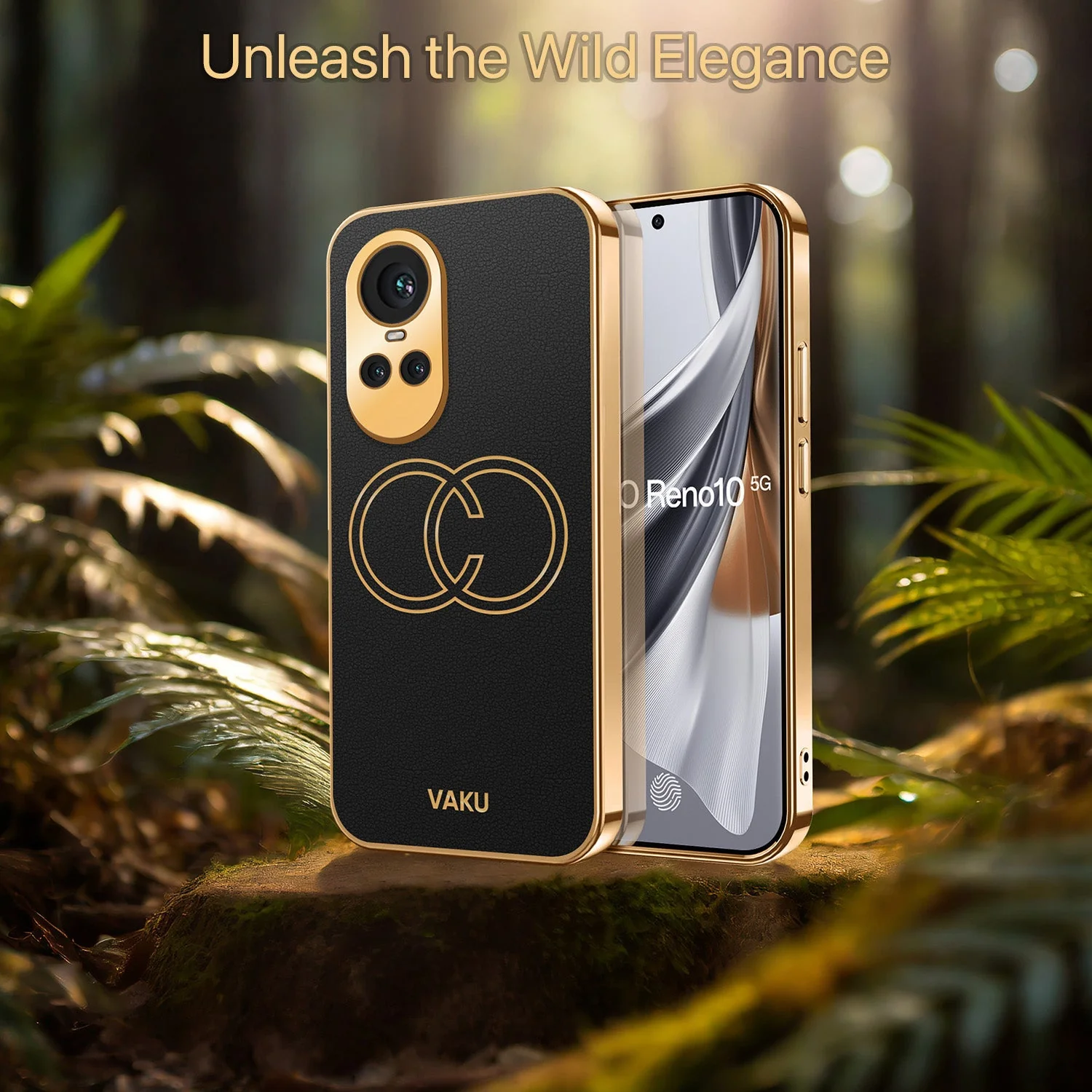 Vaku® Oppo Reno10 5G Skylar Leather Pattern Gold Electroplated Soft TPU Back Cover - Image 14