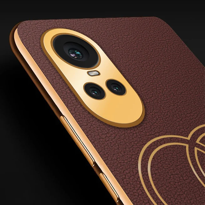 Vaku® Oppo Reno10 5G Skylar Leather Pattern Gold Electroplated Soft TPU Back Cover - Image 8