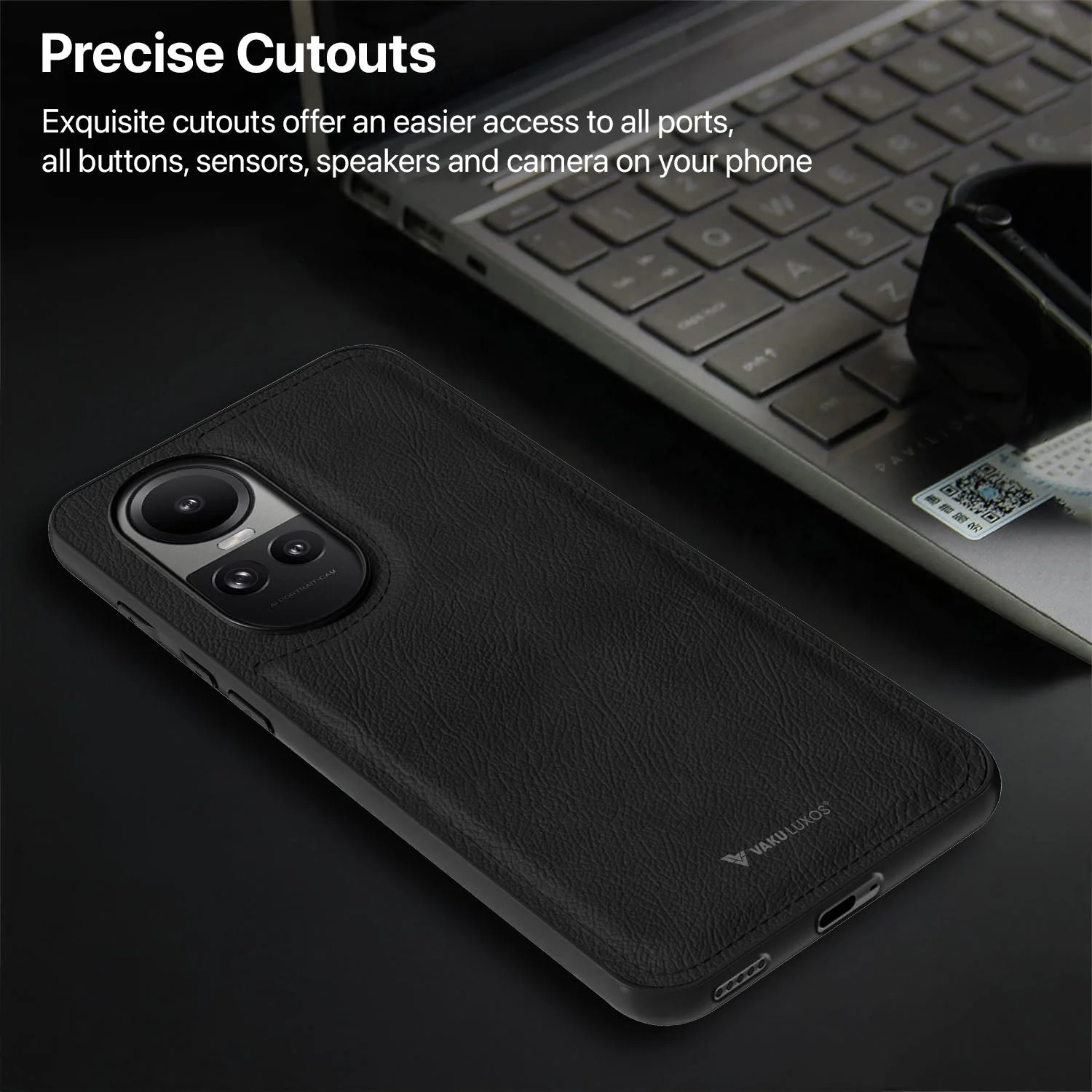 Vaku ® Oppo Reno10 Pro 5G Luxe Premium Leather Stitched Protective Back Cover - Image 7