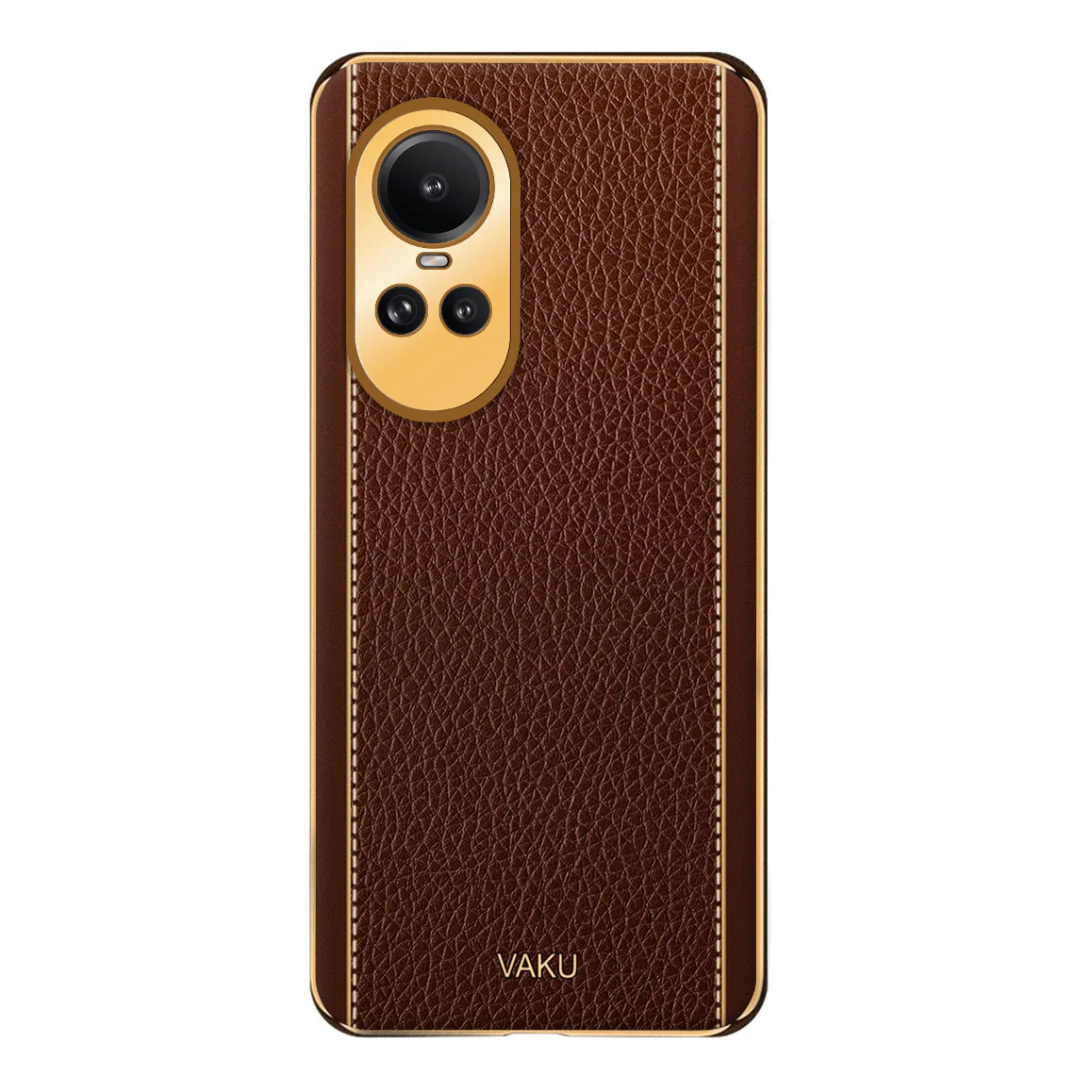 Vaku® Oppo Reno10 Pro 5G Luxemberg Leather Pattern Gold Electroplated Soft TPU Back Cover - Image 9