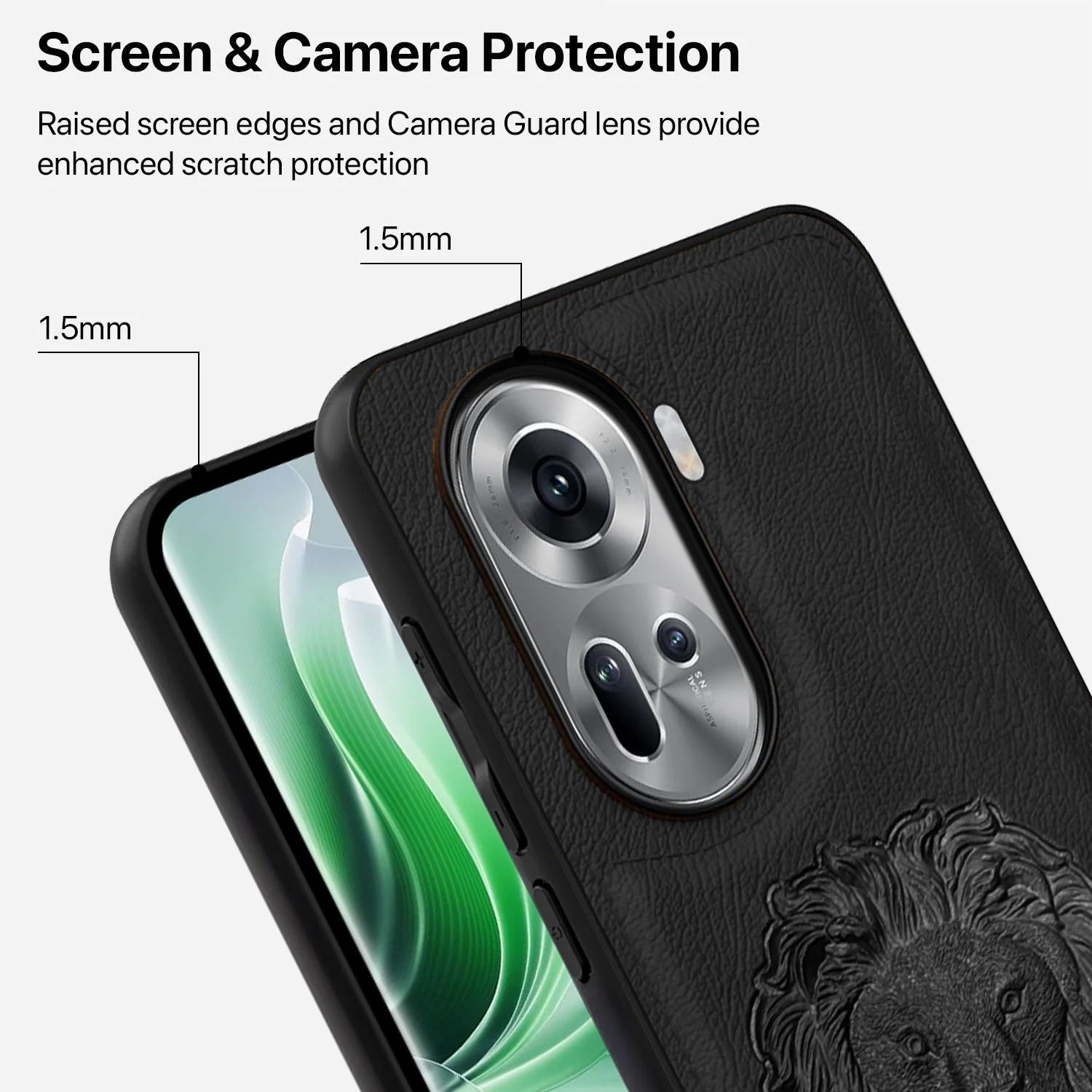 Vaku ® Oppo Reno11 5G Lion Embossed Luxury Designer Leather Back Cover - Image 2