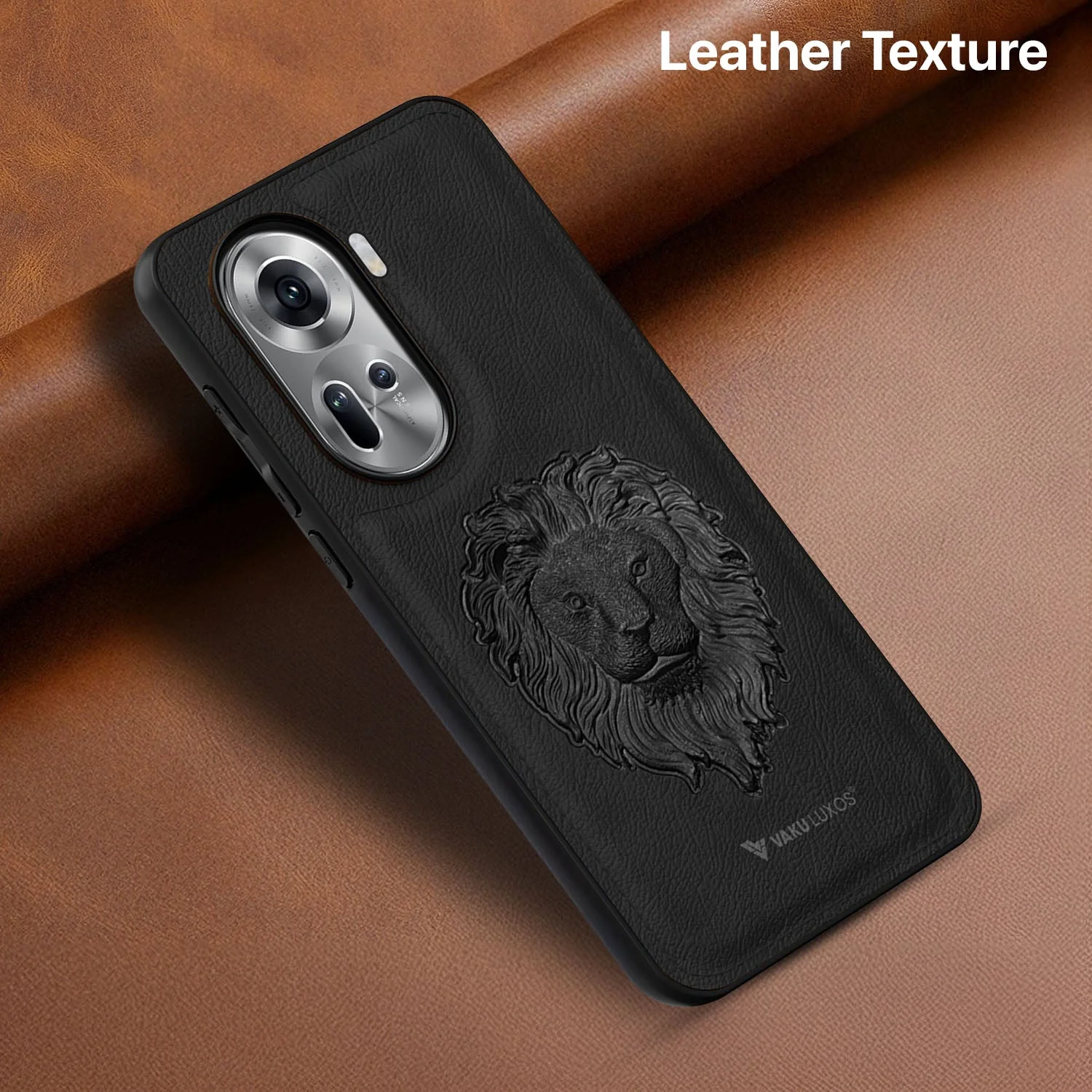 Vaku ® Oppo Reno11 5G Lion Embossed Luxury Designer Leather Back Cover - Image 7