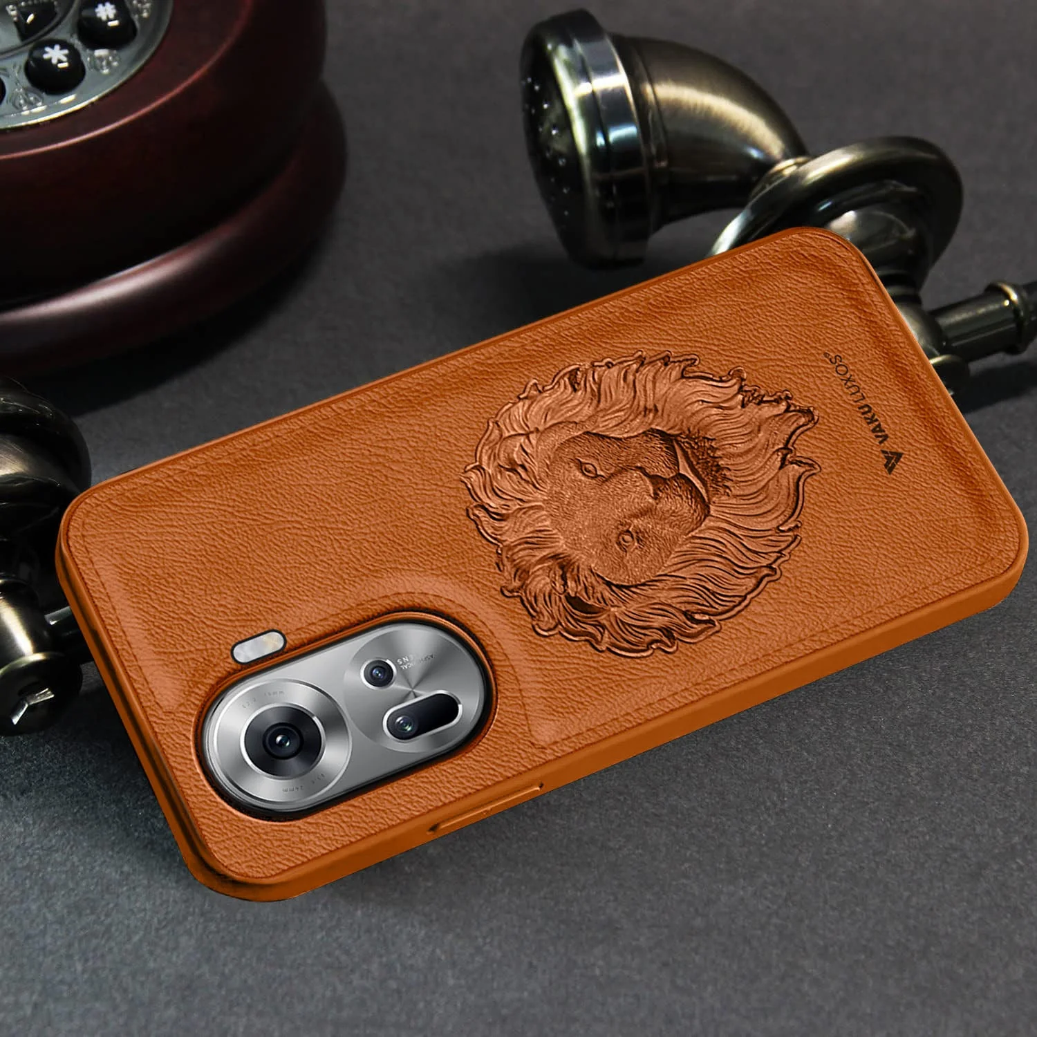 Vaku ® Oppo Reno11 5G Lion Embossed Luxury Designer Leather Back Cover - Image 8