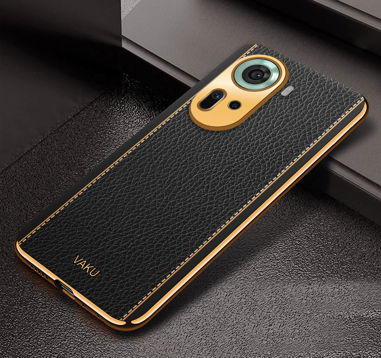Vaku® Oppo Reno11 5G Luxemberg Leather Pattern Gold Electroplated Soft TPU Back Cover - Image 14