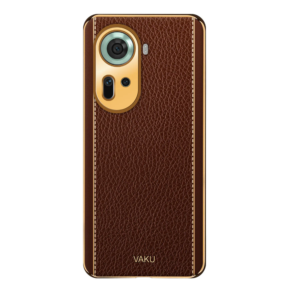 Vaku® Oppo Reno11 5G Luxemberg Leather Pattern Gold Electroplated Soft TPU Back Cover - Image 4