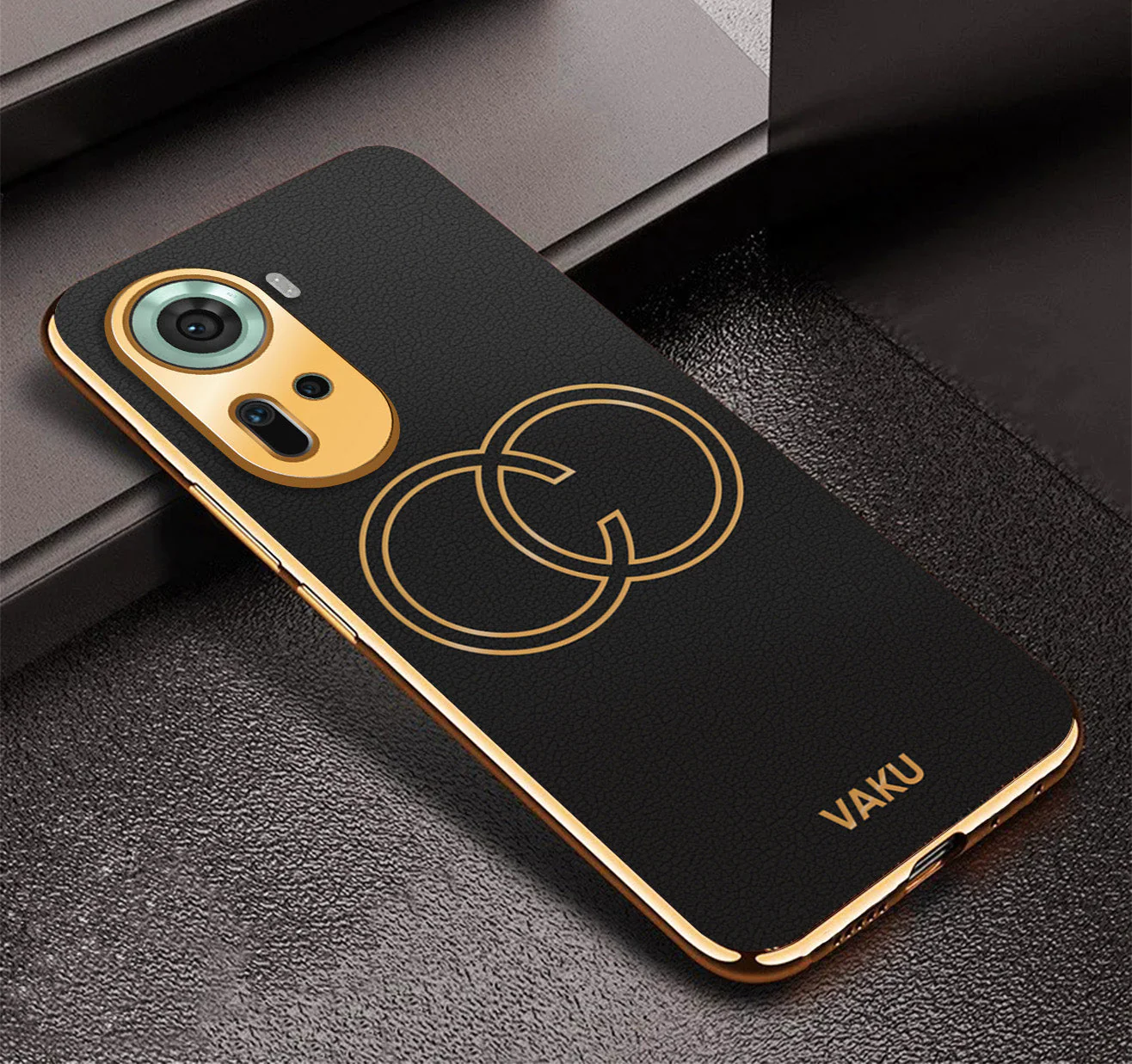 Vaku® Oppo Reno11 5G Skylar Leather Pattern Gold Electroplated Soft TPU Back Cover