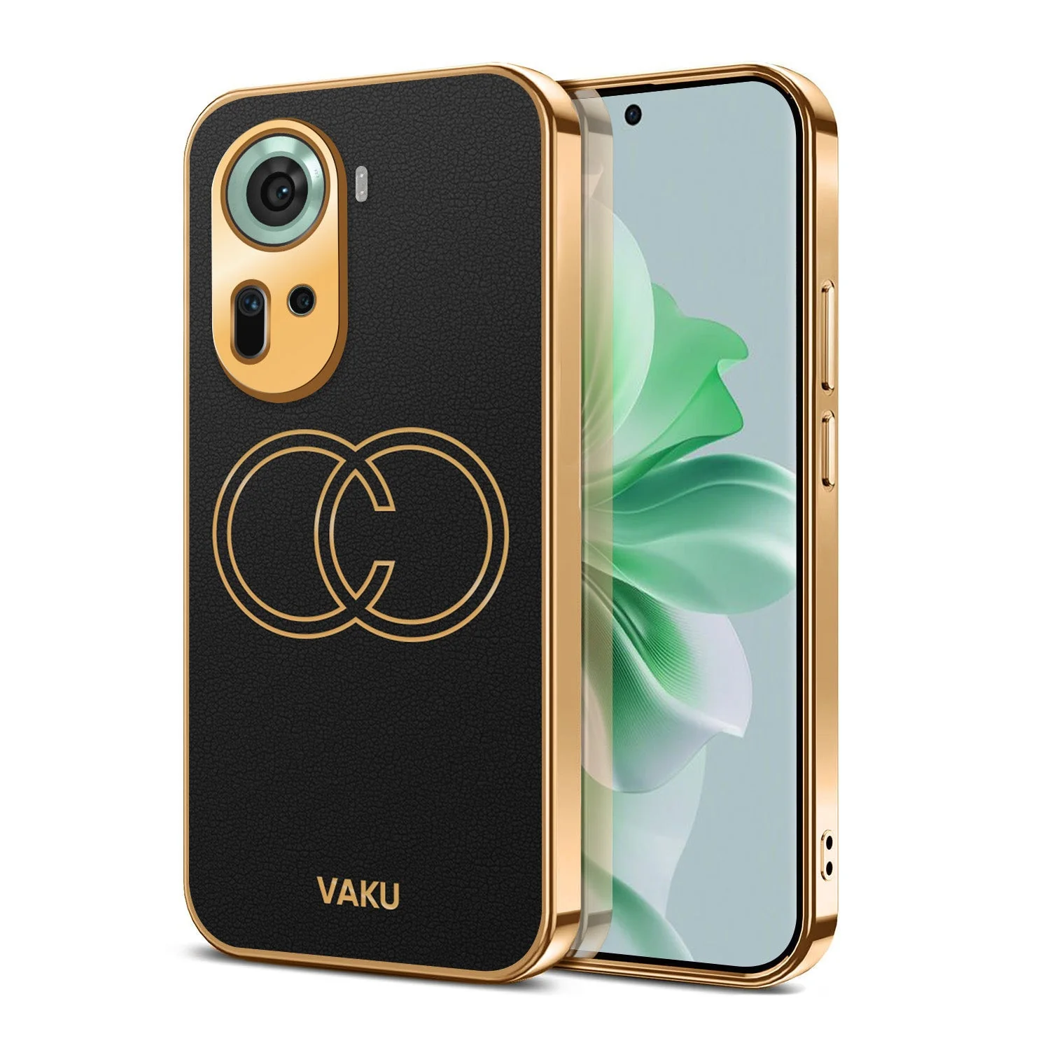 Vaku® Oppo Reno11 5G Skylar Leather Pattern Gold Electroplated Soft TPU Back Cover - Image 10