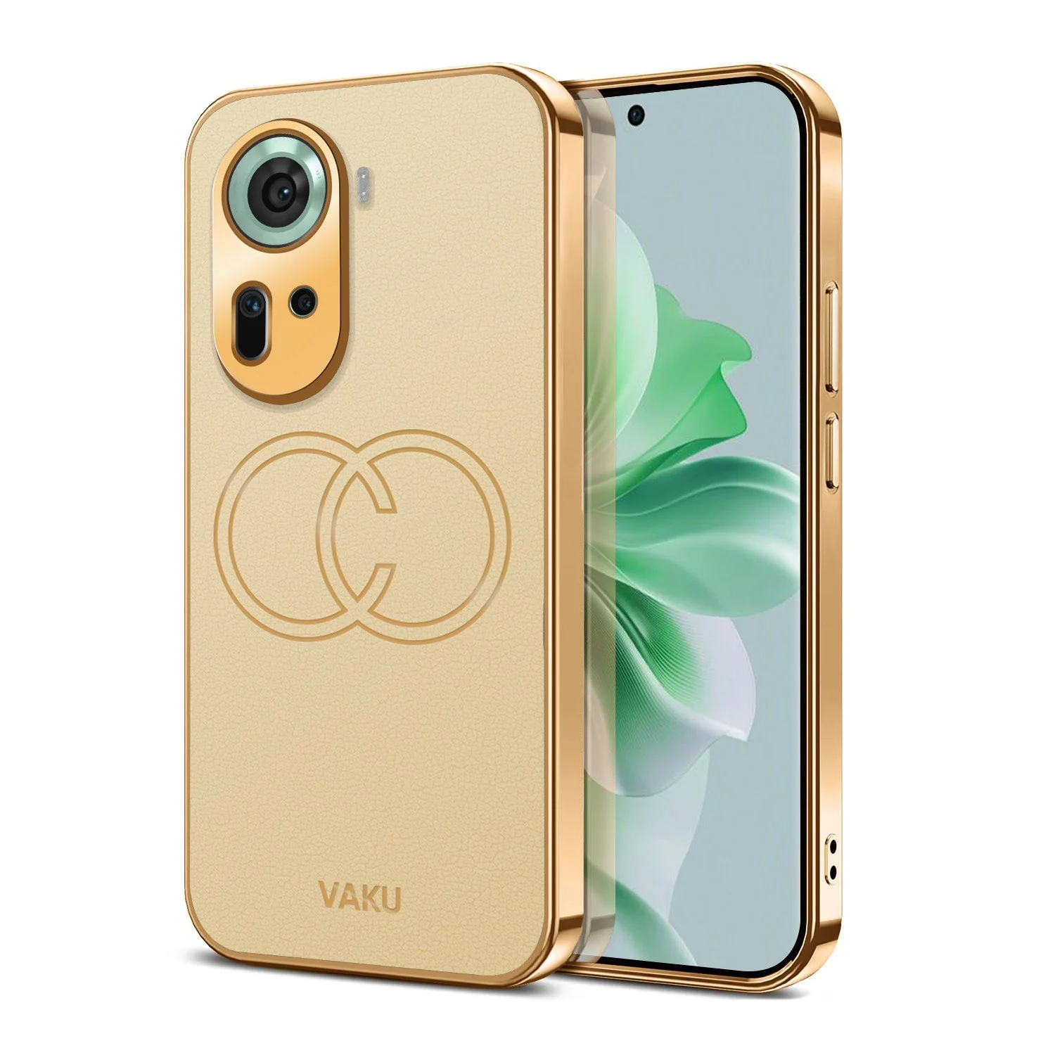 Vaku® Oppo Reno11 5G Skylar Leather Pattern Gold Electroplated Soft TPU Back Cover - Image 8