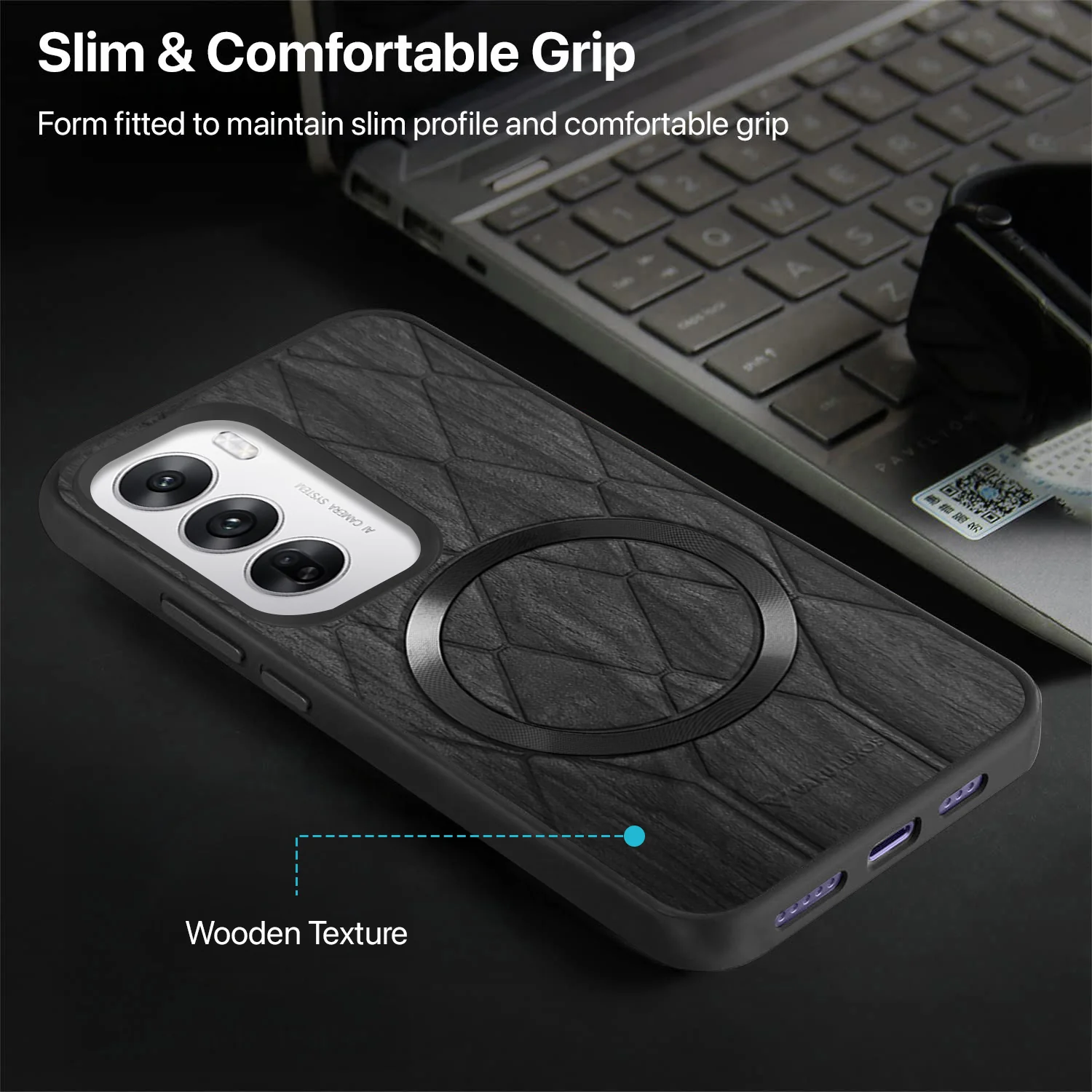 Vaku ® Oppo Reno12 5G Diamond Plume Pattern Magnetic Magsafe Back Cover - Image 16