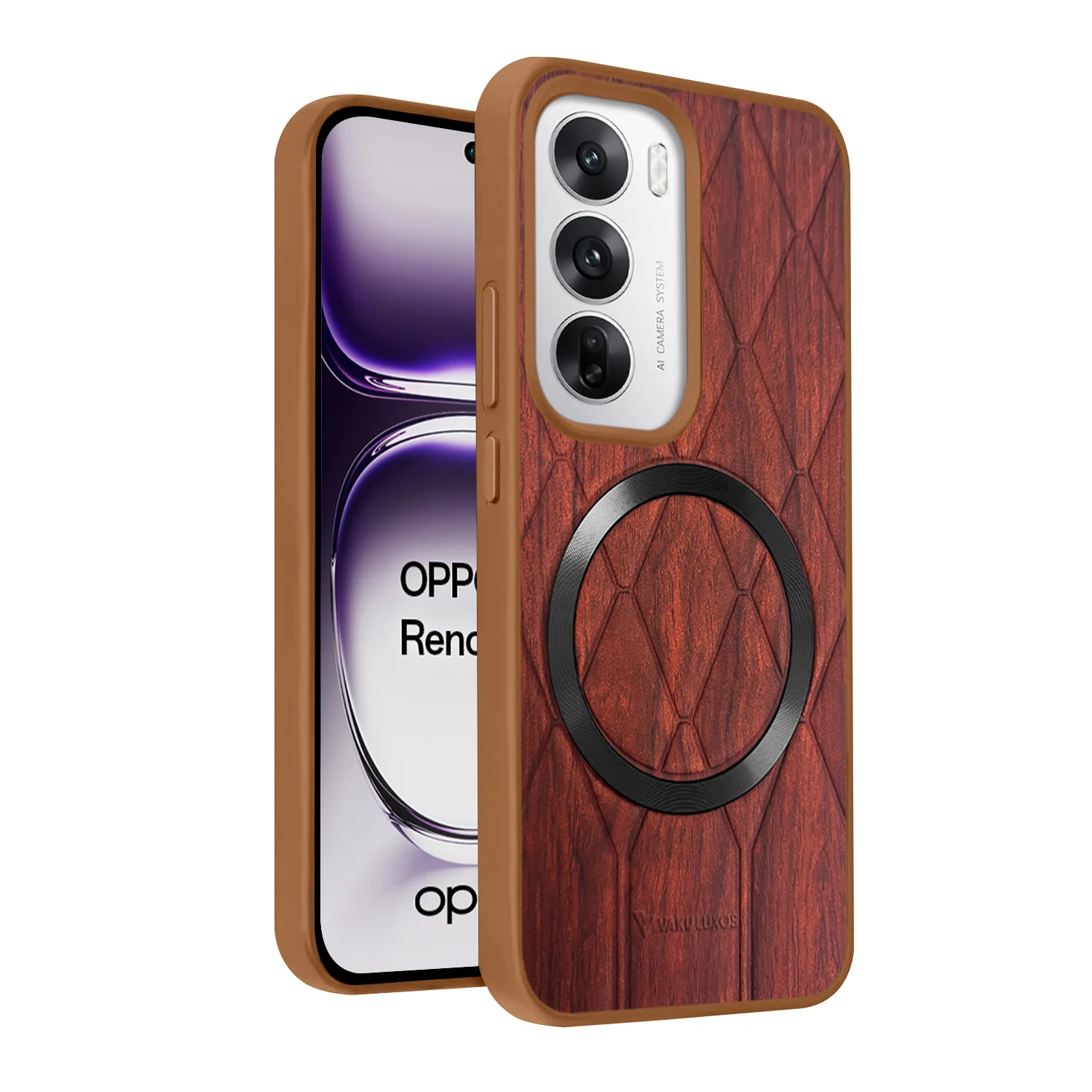 Vaku ® Oppo Reno12 5G Diamond Plume Pattern Magnetic Magsafe Back Cover - Image 3