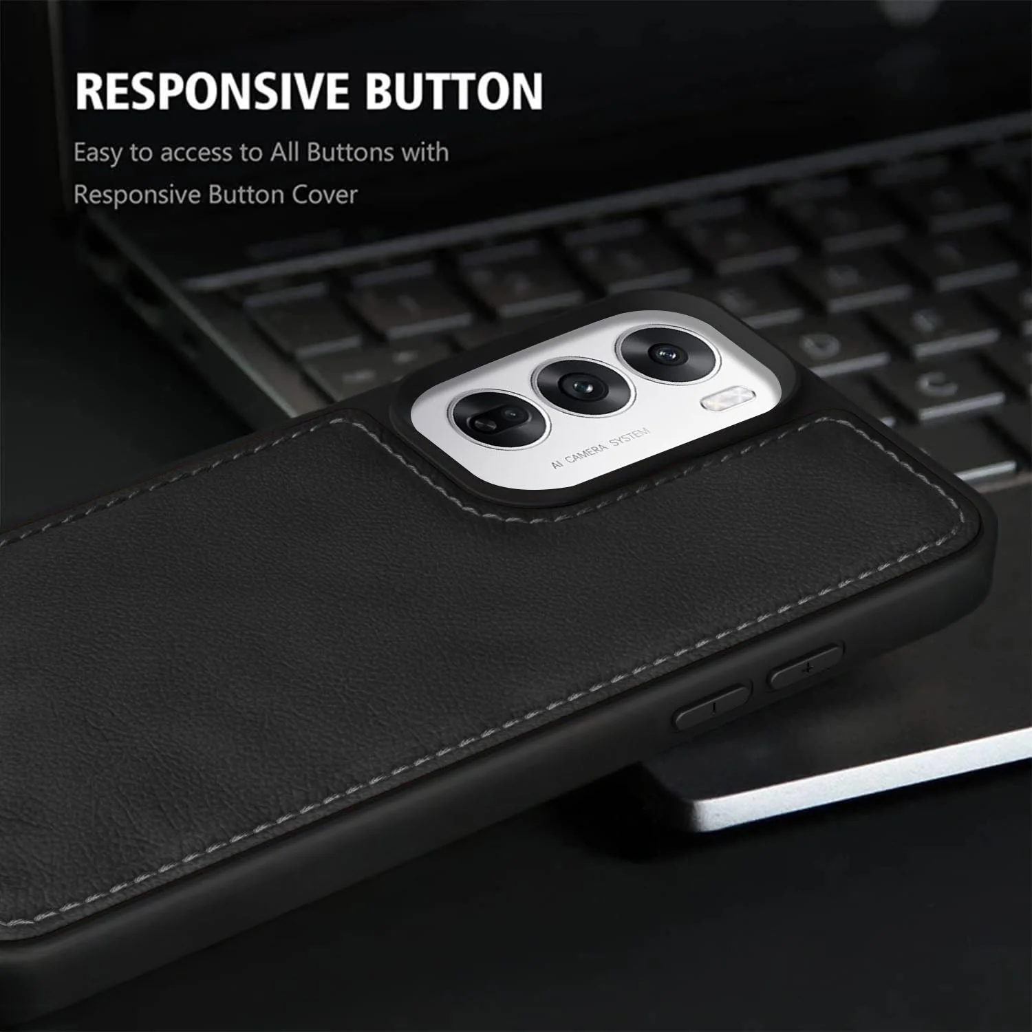 Vaku ® Oppo Reno12 5G Luxe Premium Leather Stitched Back Cover - Image 3