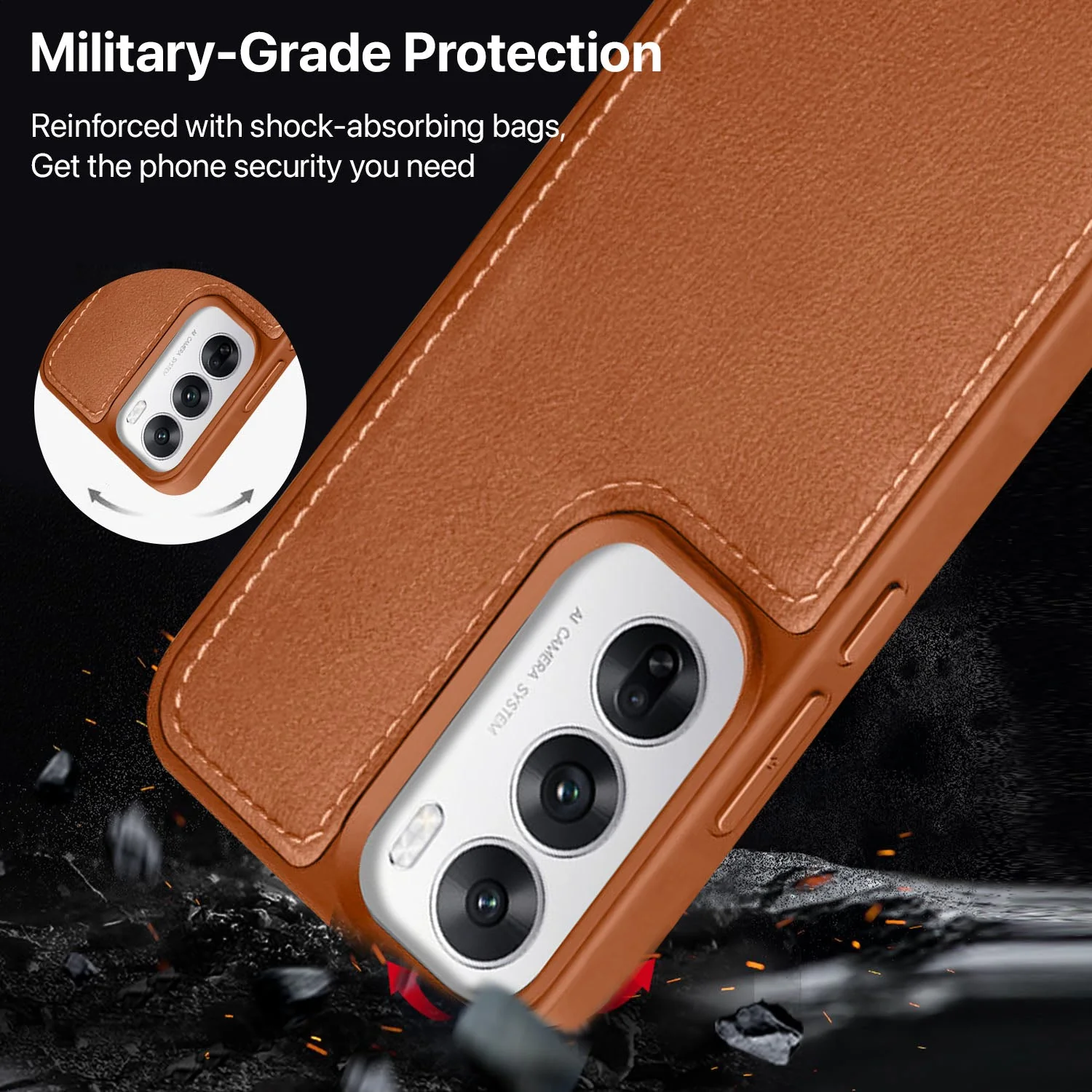 Vaku ® Oppo Reno12 5G Luxe Premium Leather Stitched Back Cover - Image 5