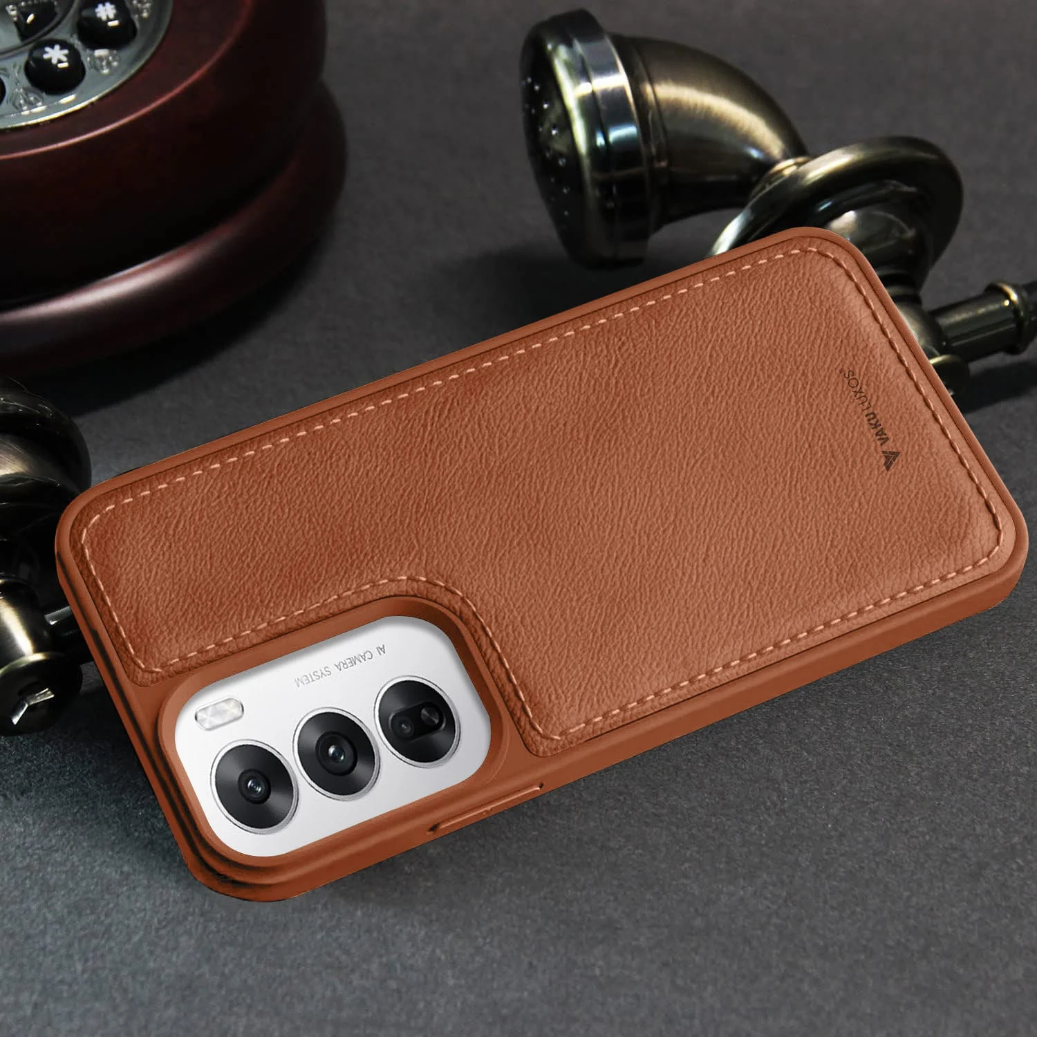 Vaku ® Oppo Reno12 5G Luxe Premium Leather Stitched Back Cover - Image 7