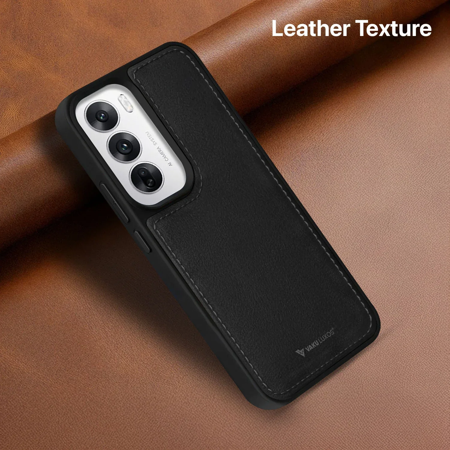 Vaku ® Oppo Reno12 5G Luxe Premium Leather Stitched Back Cover - Image 9