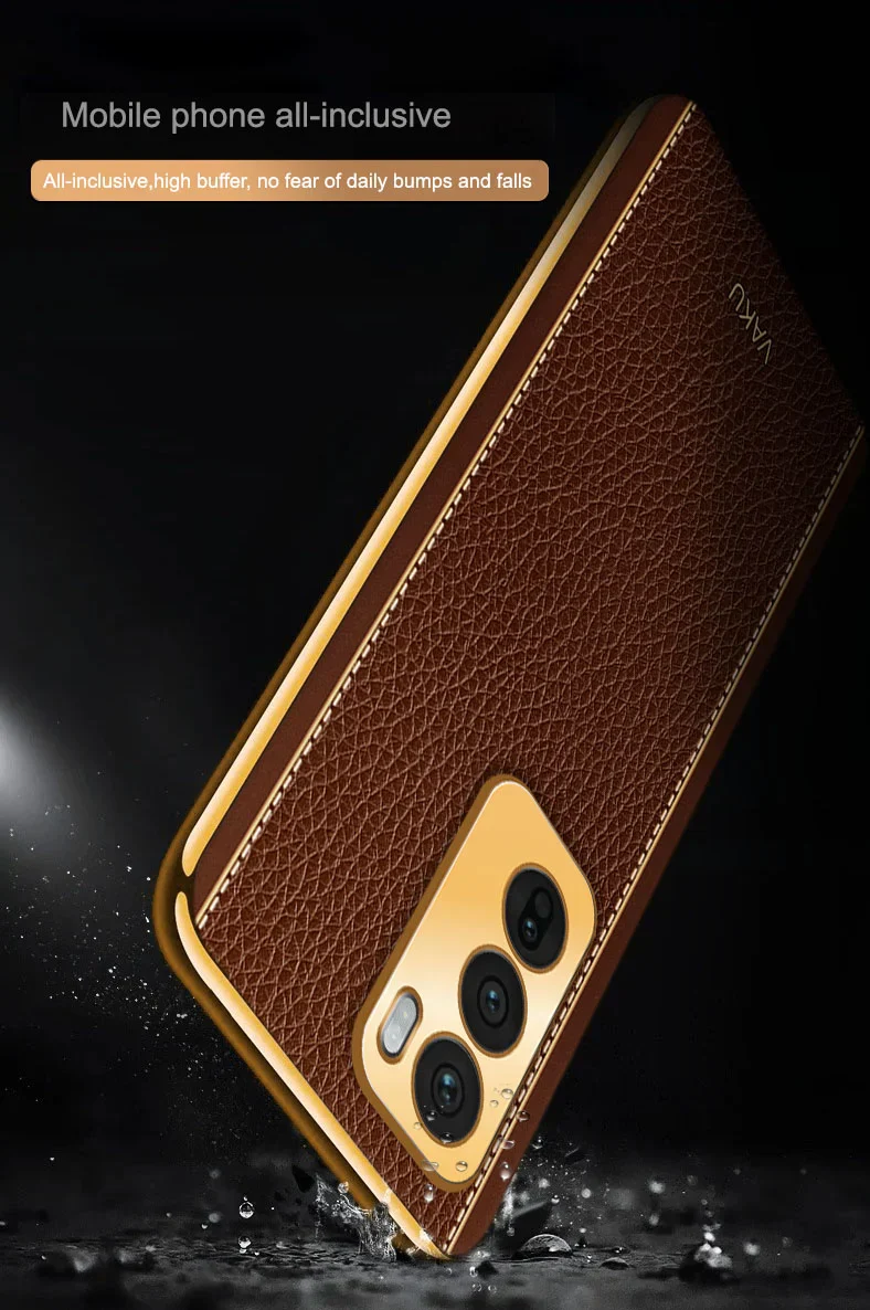 Vaku ® Oppo Reno12 5G Luxemberg Leather Pattern Gold Electroplated Soft TPU Back Cover - Image 6