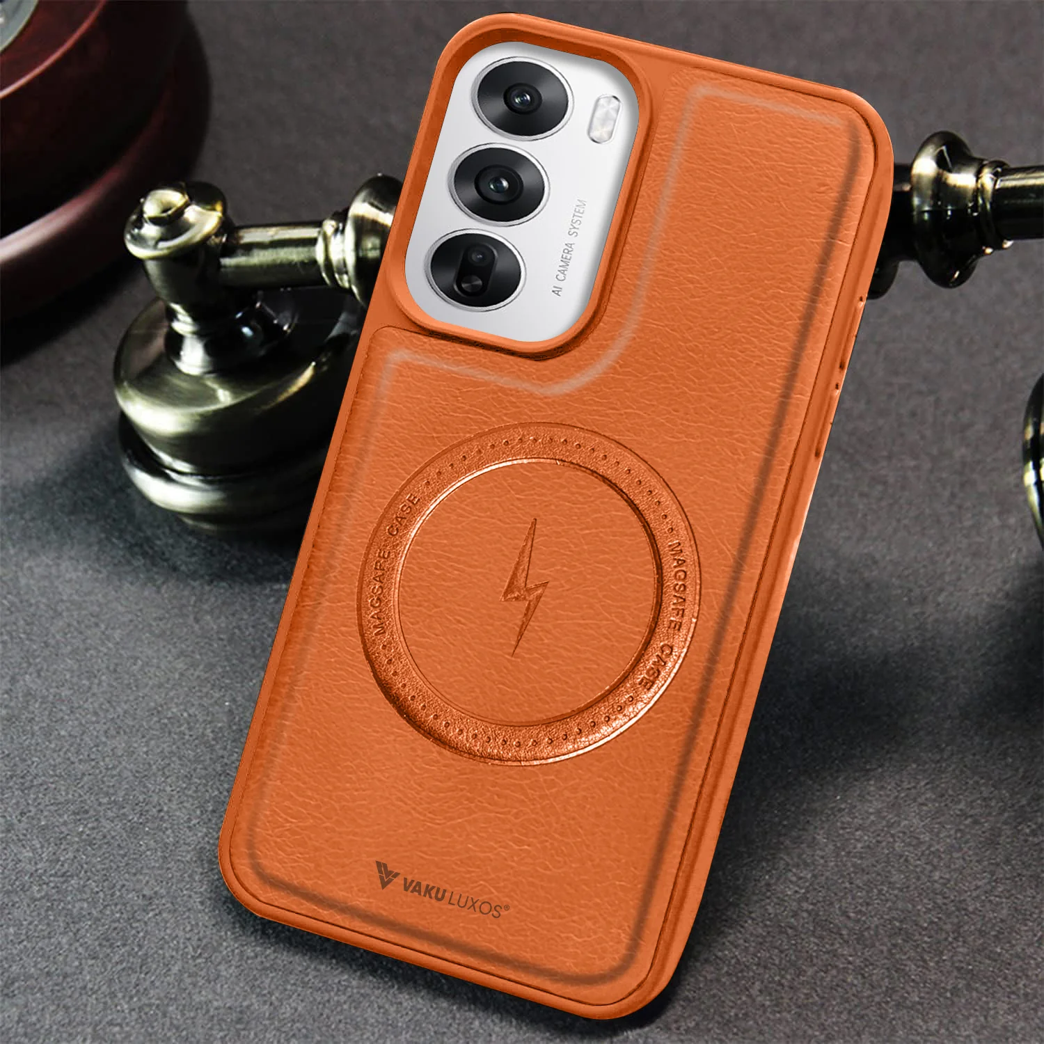 Vaku ® Oppo Reno12 5G Maxtron Leather Stitched Magnetic Magsafe Back Cover - Image 13
