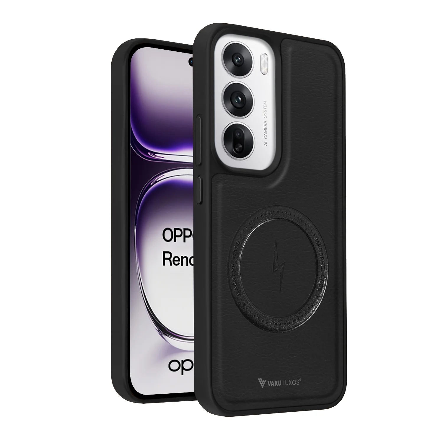 Vaku ® Oppo Reno12 5G Maxtron Leather Stitched Magnetic Magsafe Back Cover - Image 2