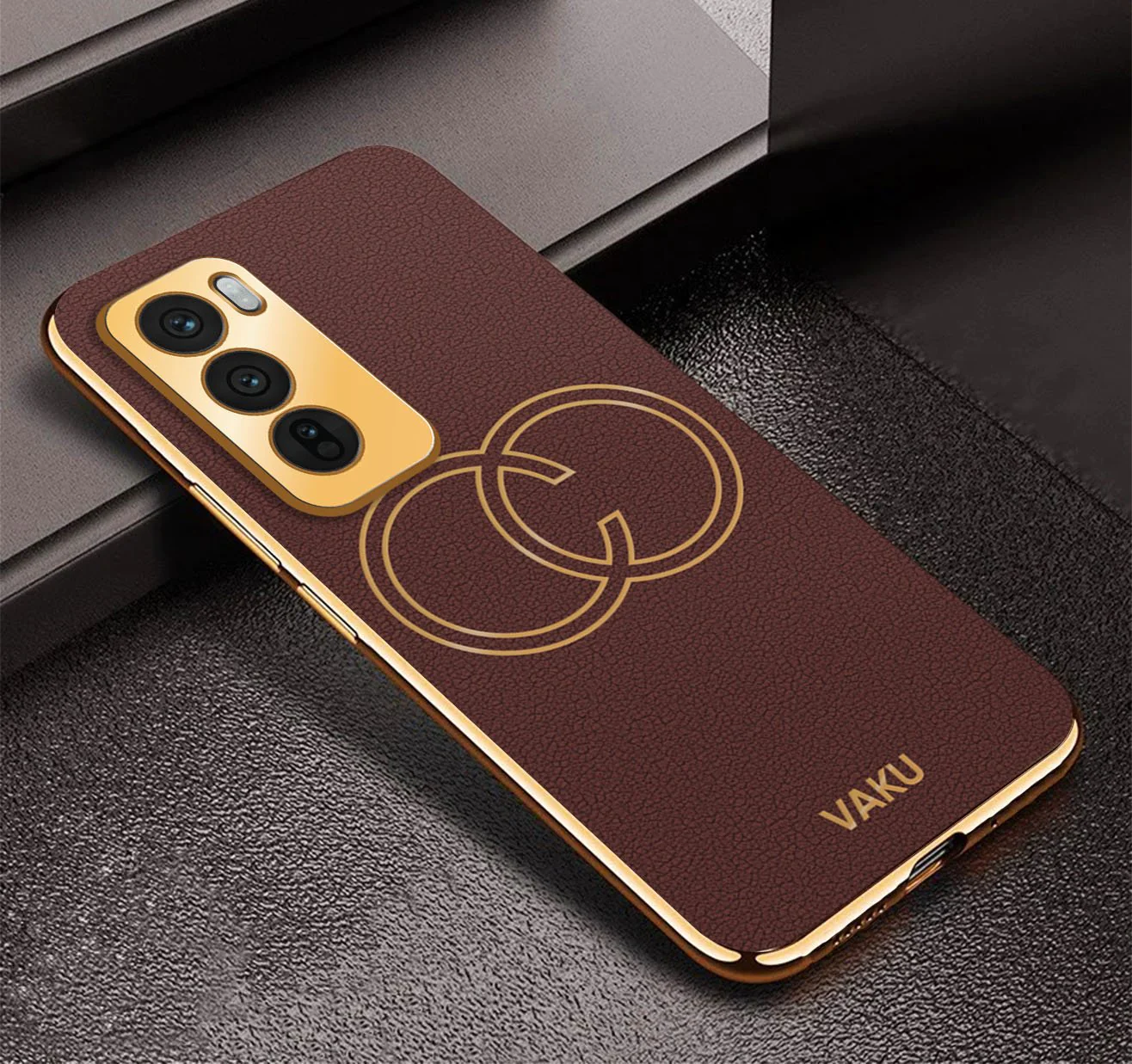 Vaku ® Oppo Reno12 5G Skylar Leather Pattern Gold Electroplated Soft TPU Back Cover - Image 10