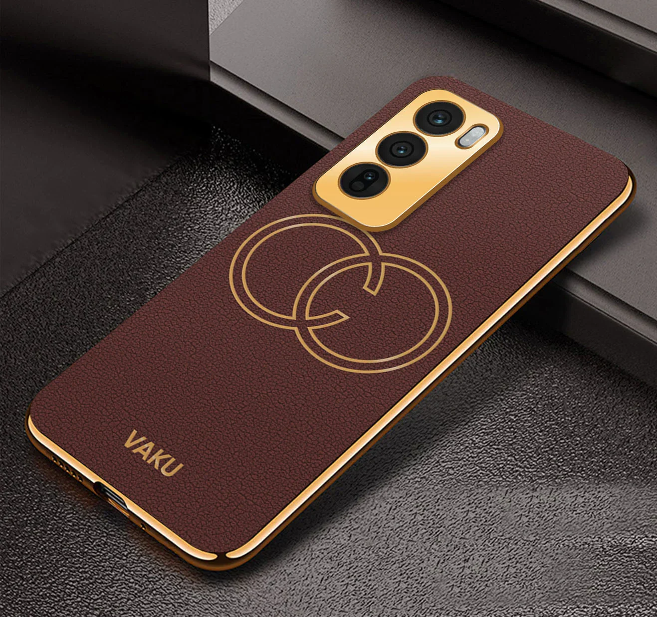 Vaku ® Oppo Reno12 5G Skylar Leather Pattern Gold Electroplated Soft TPU Back Cover - Image 11