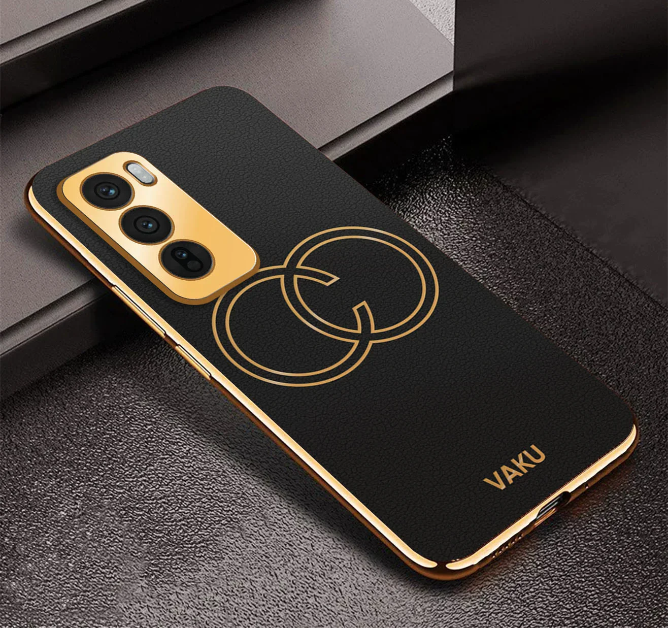 Vaku ® Oppo Reno12 5G Skylar Leather Pattern Gold Electroplated Soft TPU Back Cover - Image 13
