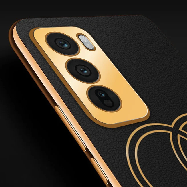 Vaku ® Oppo Reno12 5G Skylar Leather Pattern Gold Electroplated Soft TPU Back Cover - Image 7