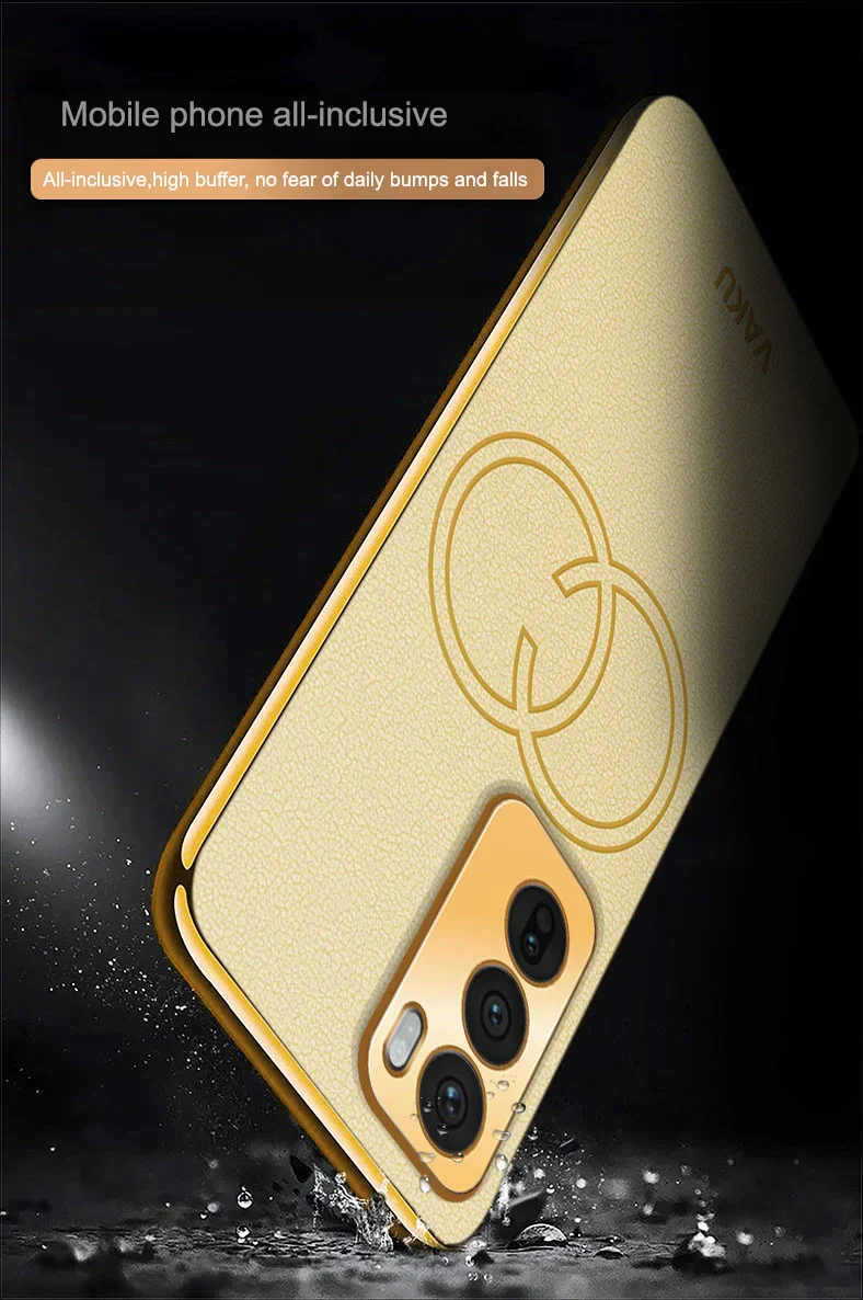 Vaku ® Oppo Reno12 5G Skylar Leather Pattern Gold Electroplated Soft TPU Back Cover - Image 9