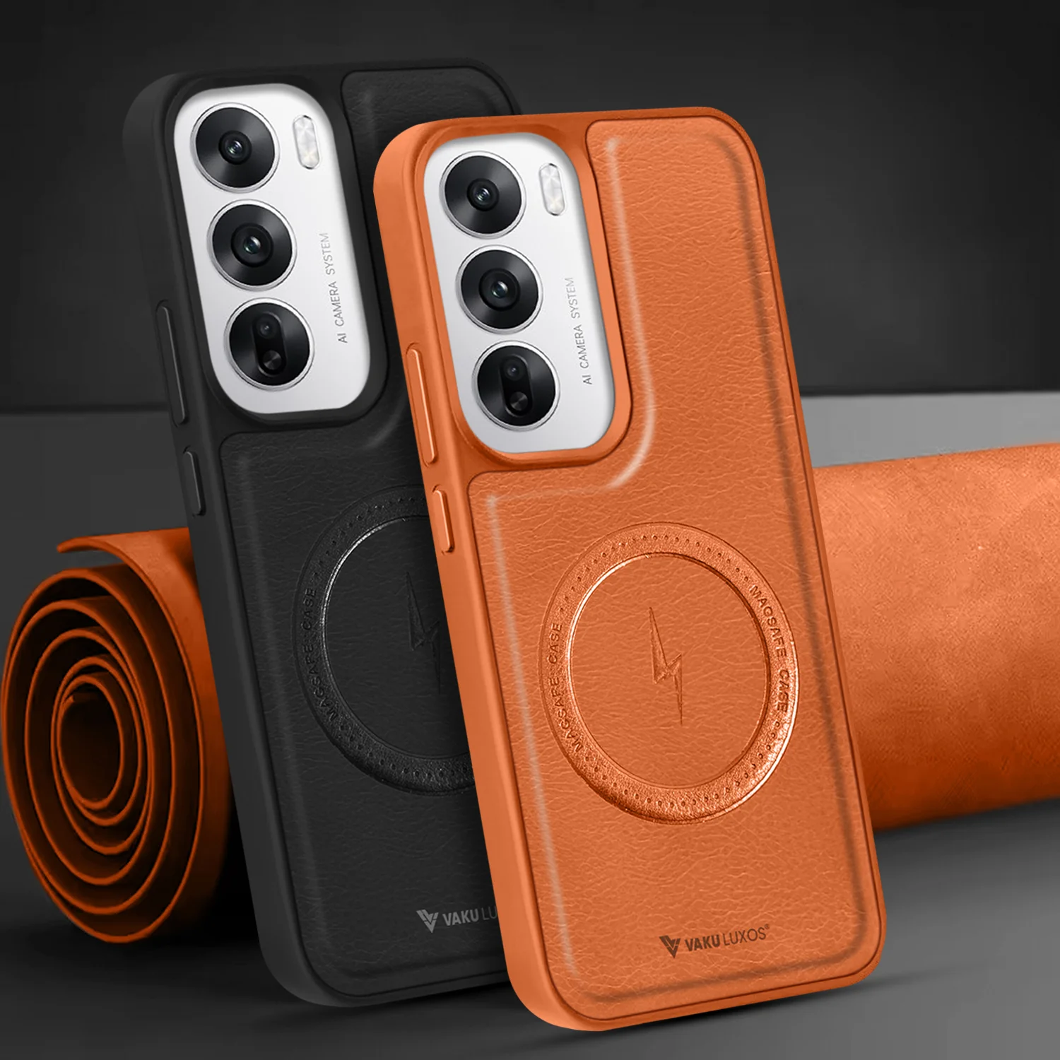 Vaku ® Oppo Reno12 Pro Maxtron Leather Stitched Magnetic Magsafe Back Cover - Image 10