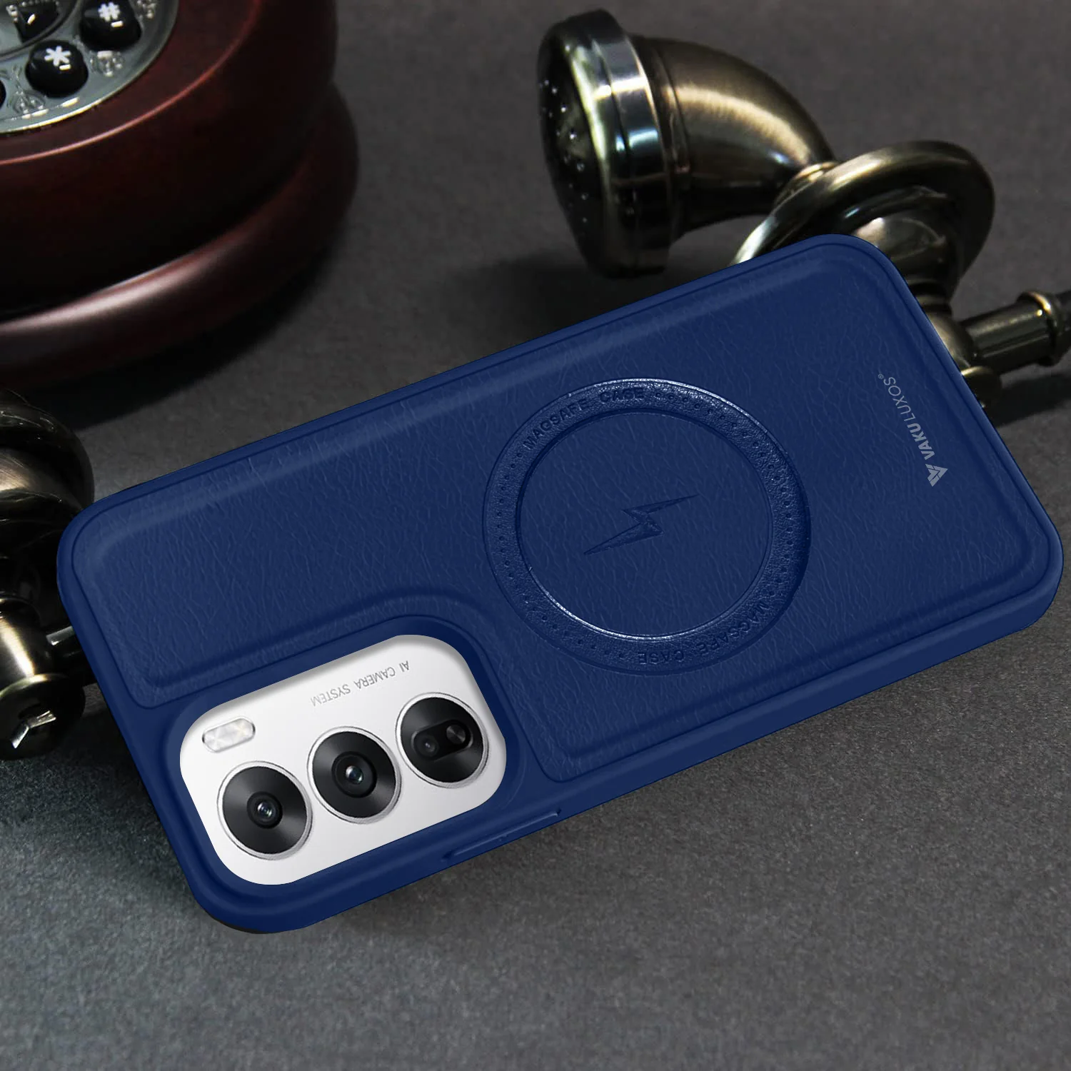 Vaku ® Oppo Reno12 Pro Maxtron Leather Stitched Magnetic Magsafe Back Cover - Image 11