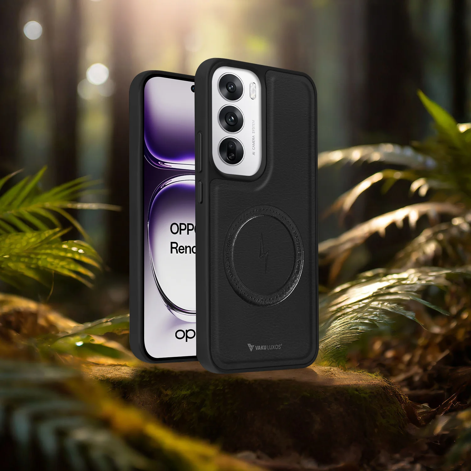 Vaku ® Oppo Reno12 Pro Maxtron Leather Stitched Magnetic Magsafe Back Cover - Image 14