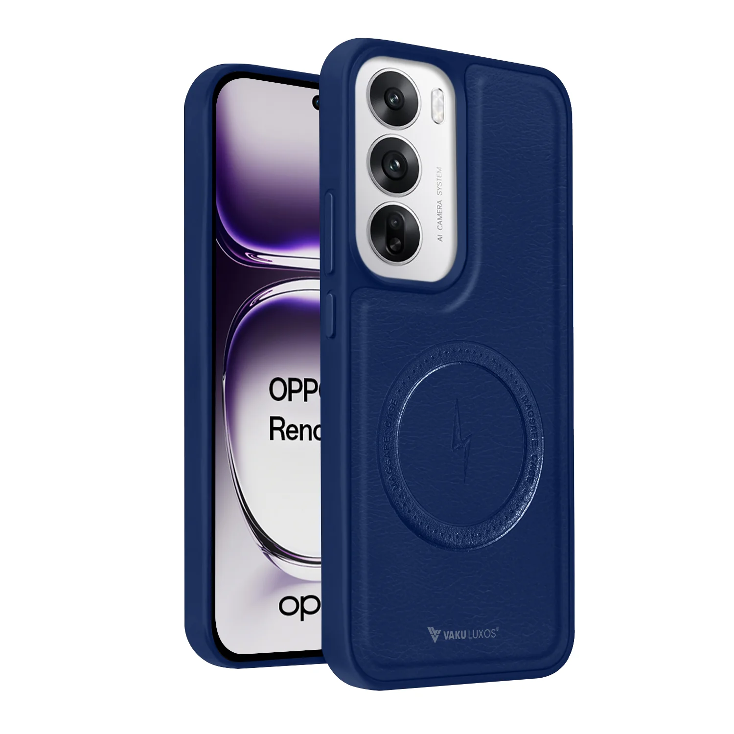 Vaku ® Oppo Reno12 Pro Maxtron Leather Stitched Magnetic Magsafe Back Cover - Image 3