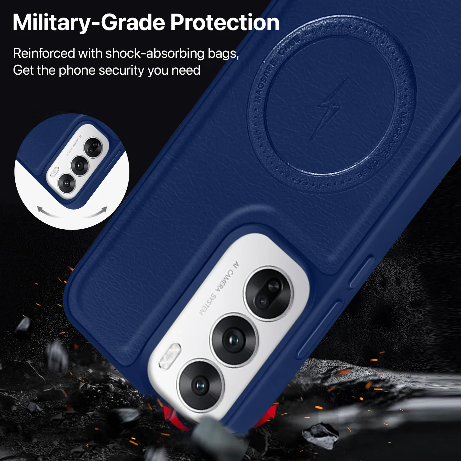 Vaku ® Oppo Reno12 Pro Maxtron Leather Stitched Magnetic Magsafe Back Cover - Image 4
