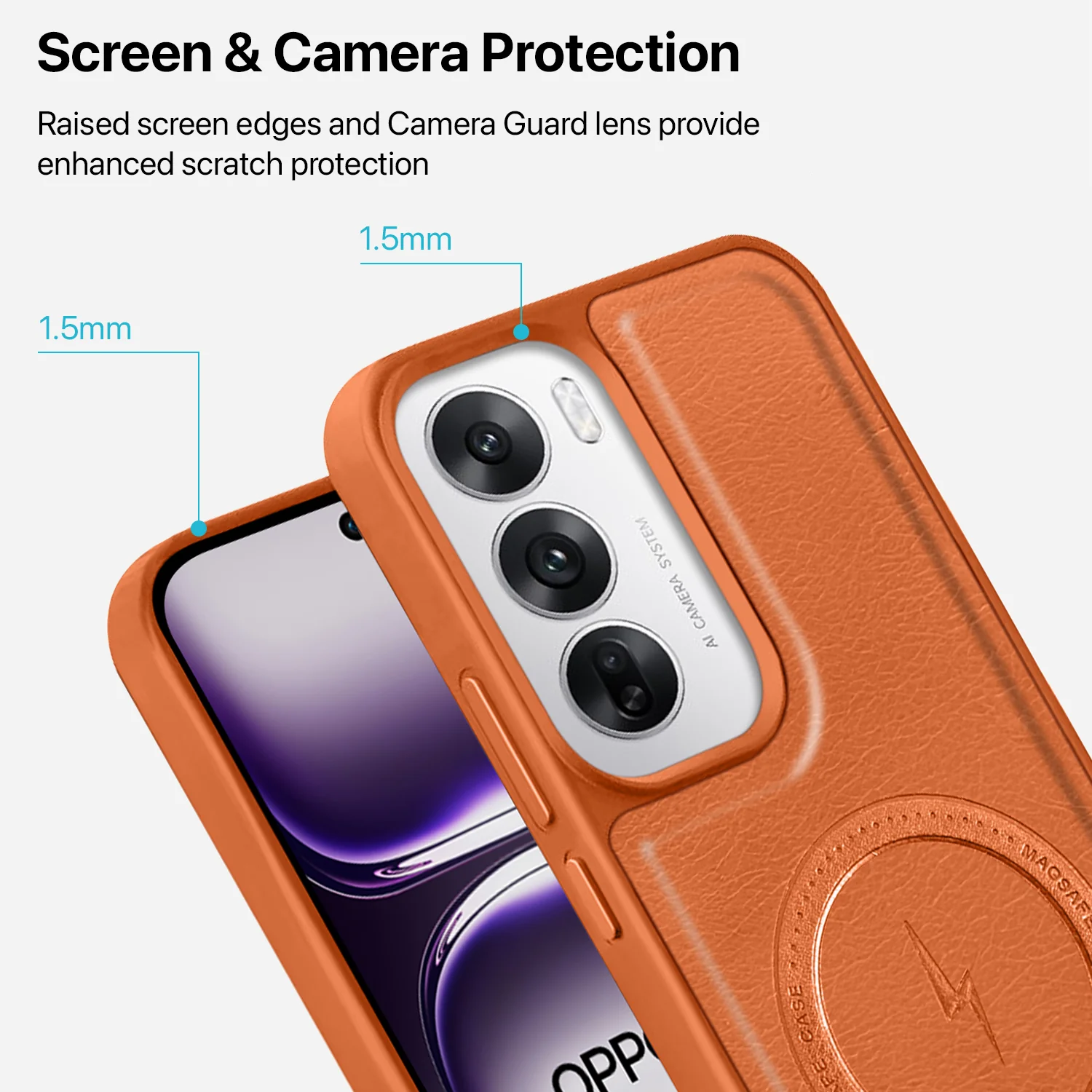 Vaku ® Oppo Reno12 Pro Maxtron Leather Stitched Magnetic Magsafe Back Cover - Image 5